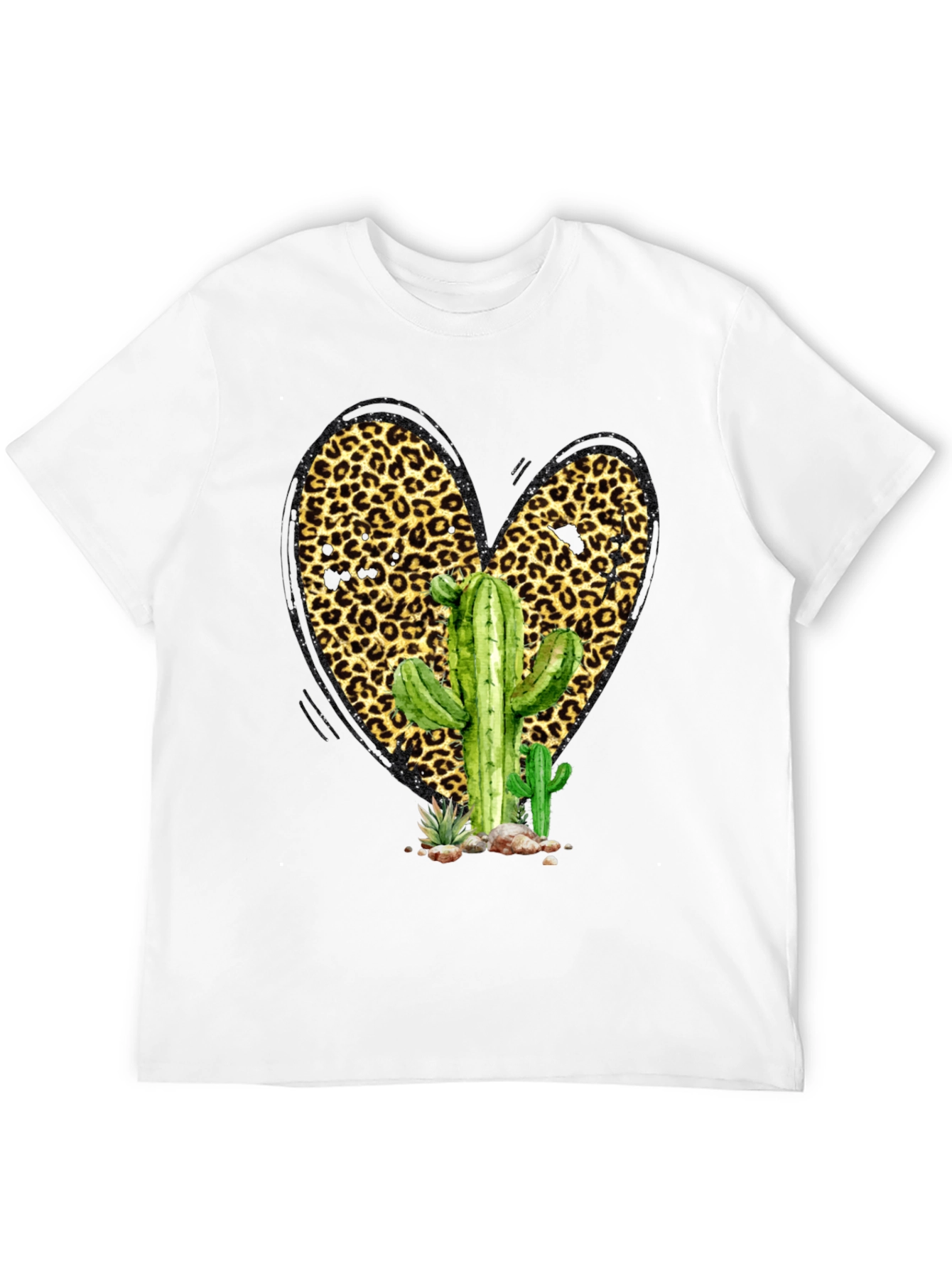 Cactus Leopard Heart Graphic Tee