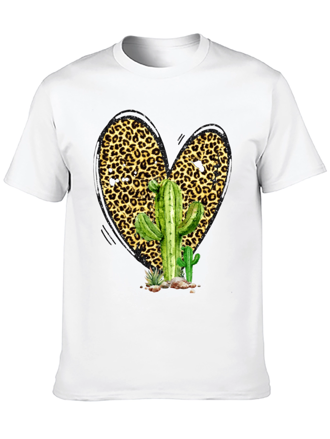 Cactus Leopard Heart Graphic Tee