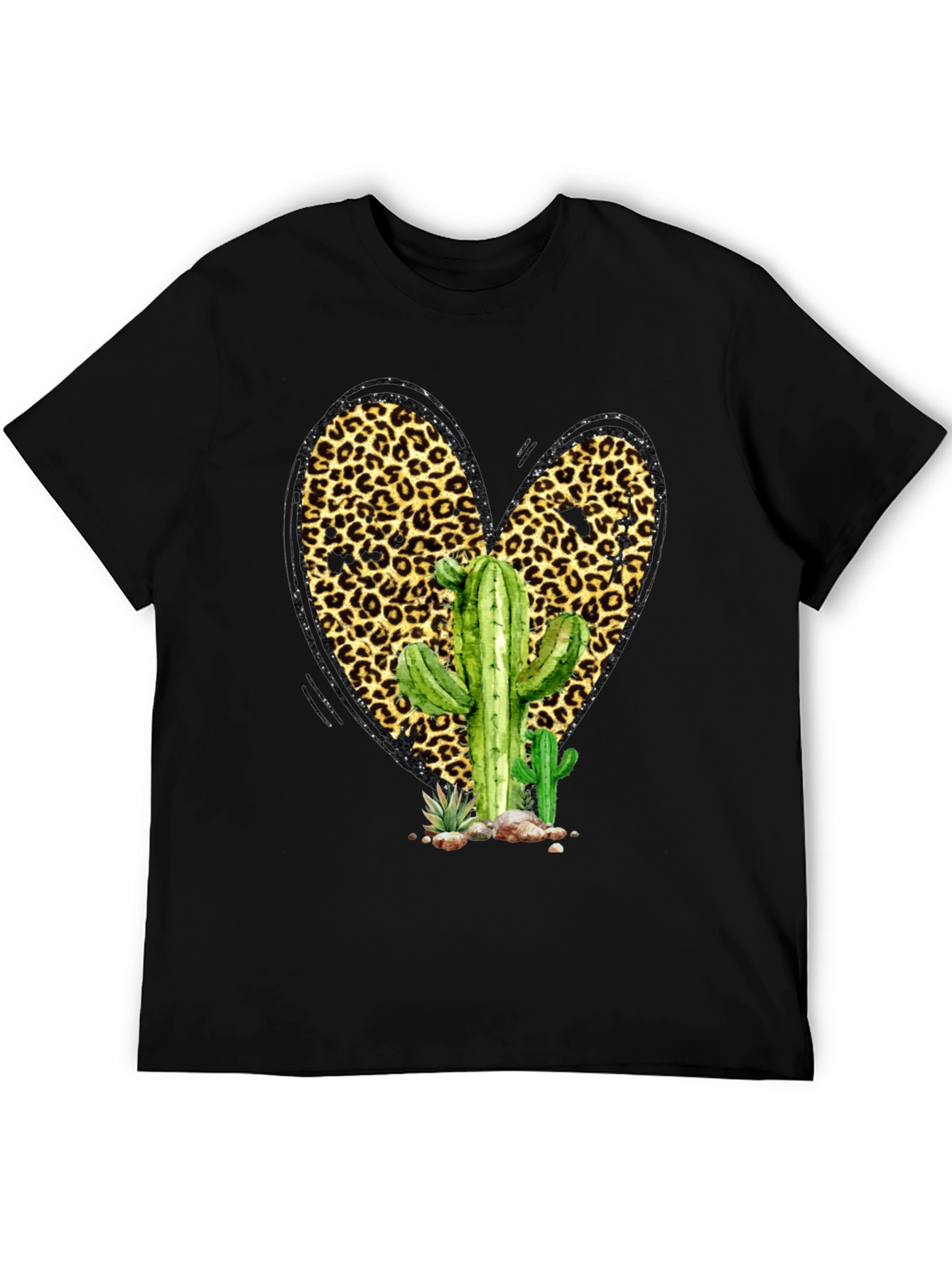 Cactus Leopard Heart Graphic Tee