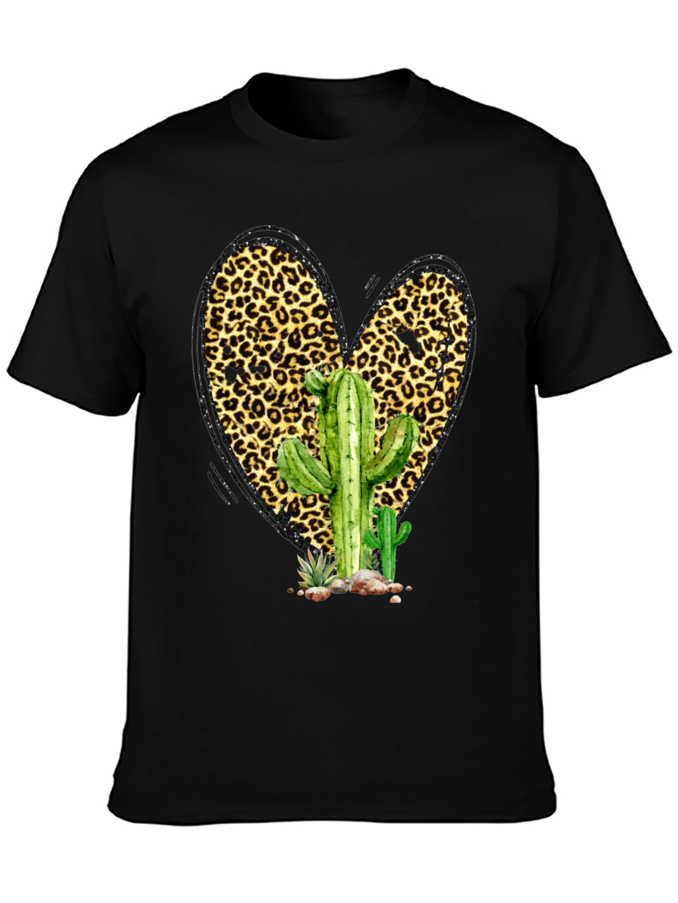Cactus Leopard Heart Graphic Tee