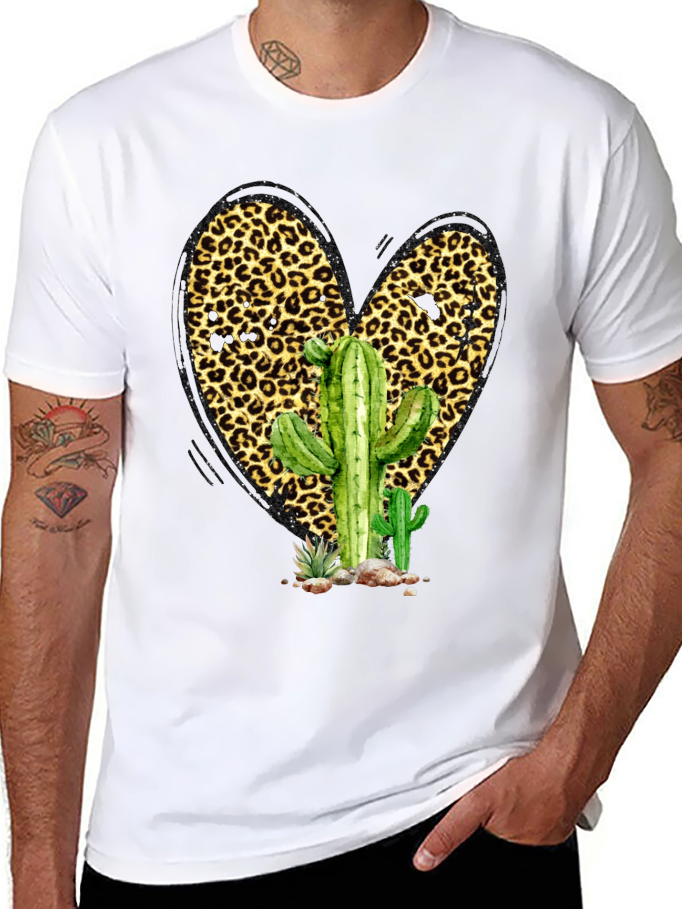 Cactus Leopard Heart Graphic Tee