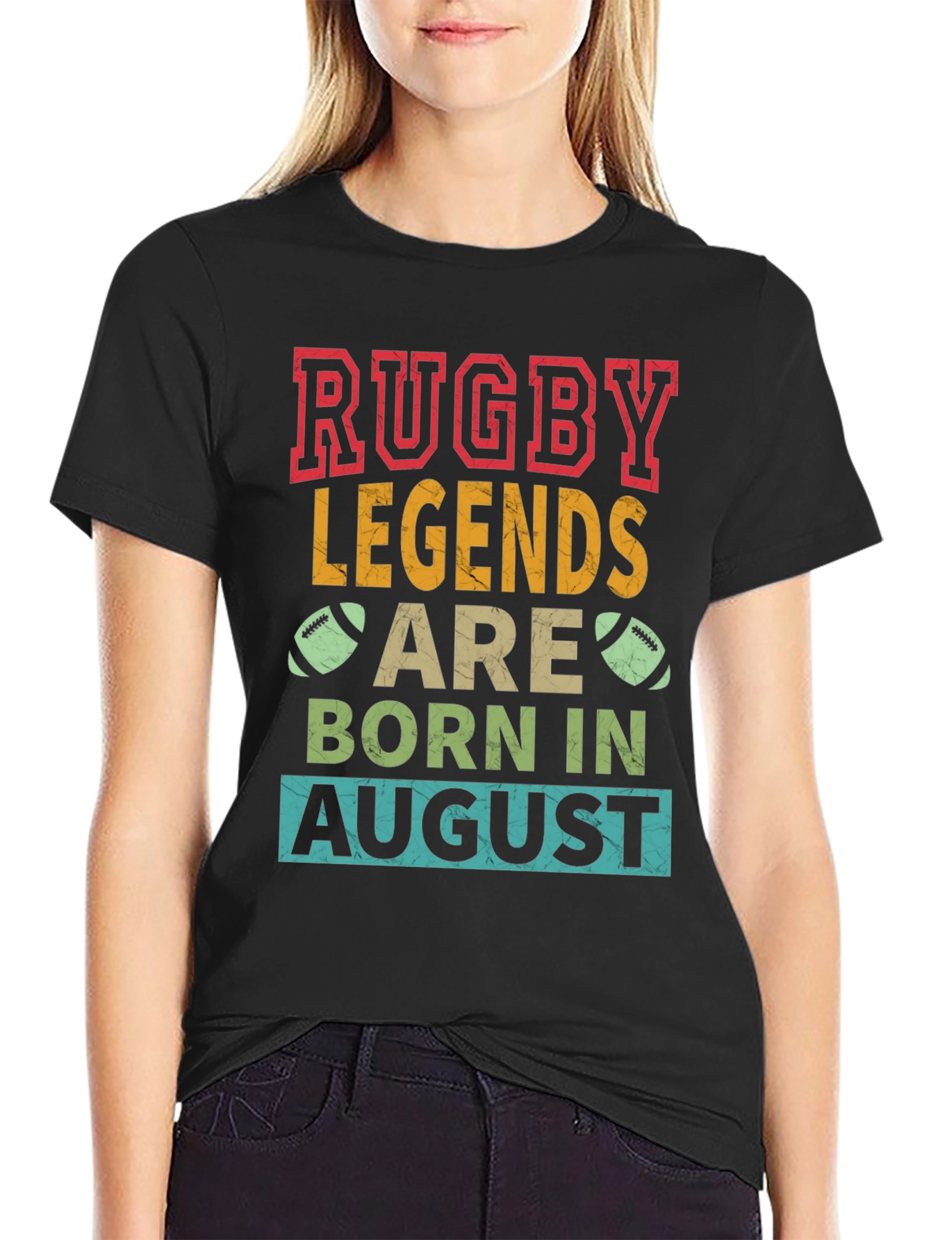 Rugby Legends Born in August Graphic T-Shirt