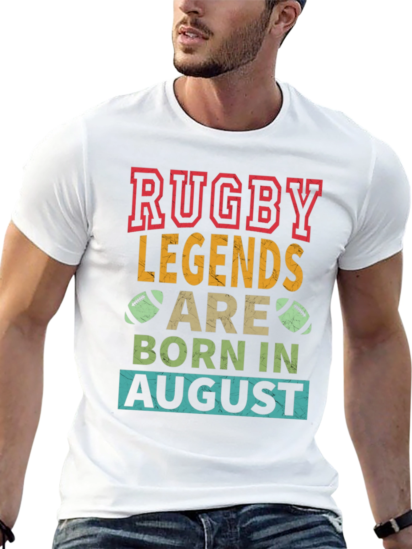 Rugby Legends Born in August Graphic T-Shirt