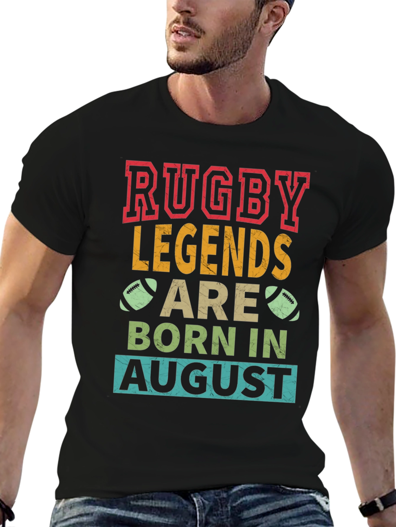 Rugby Legends Born in August Graphic T-Shirt