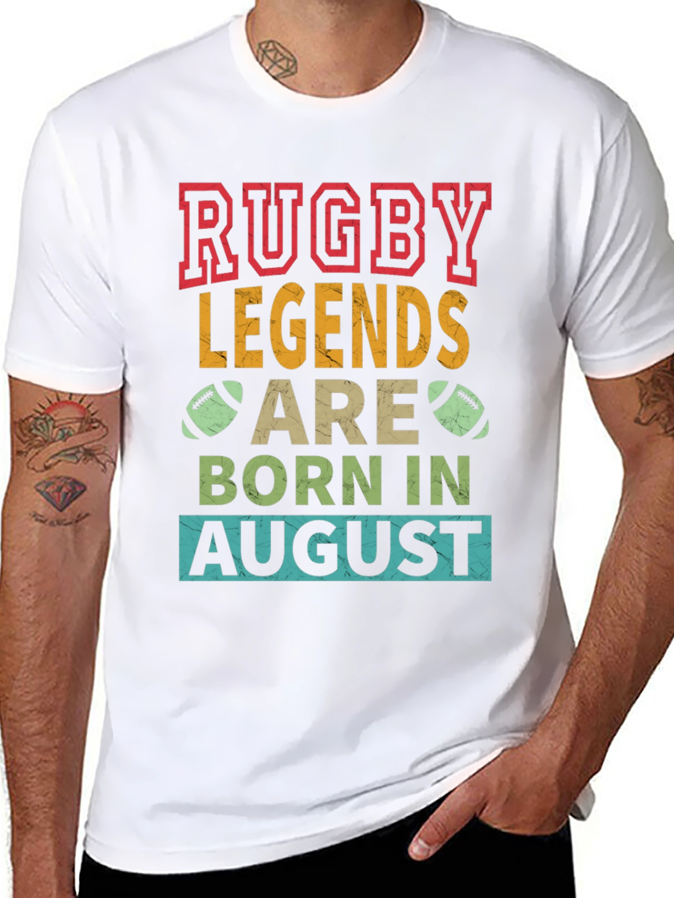 Rugby Legends Born in August Graphic T-Shirt