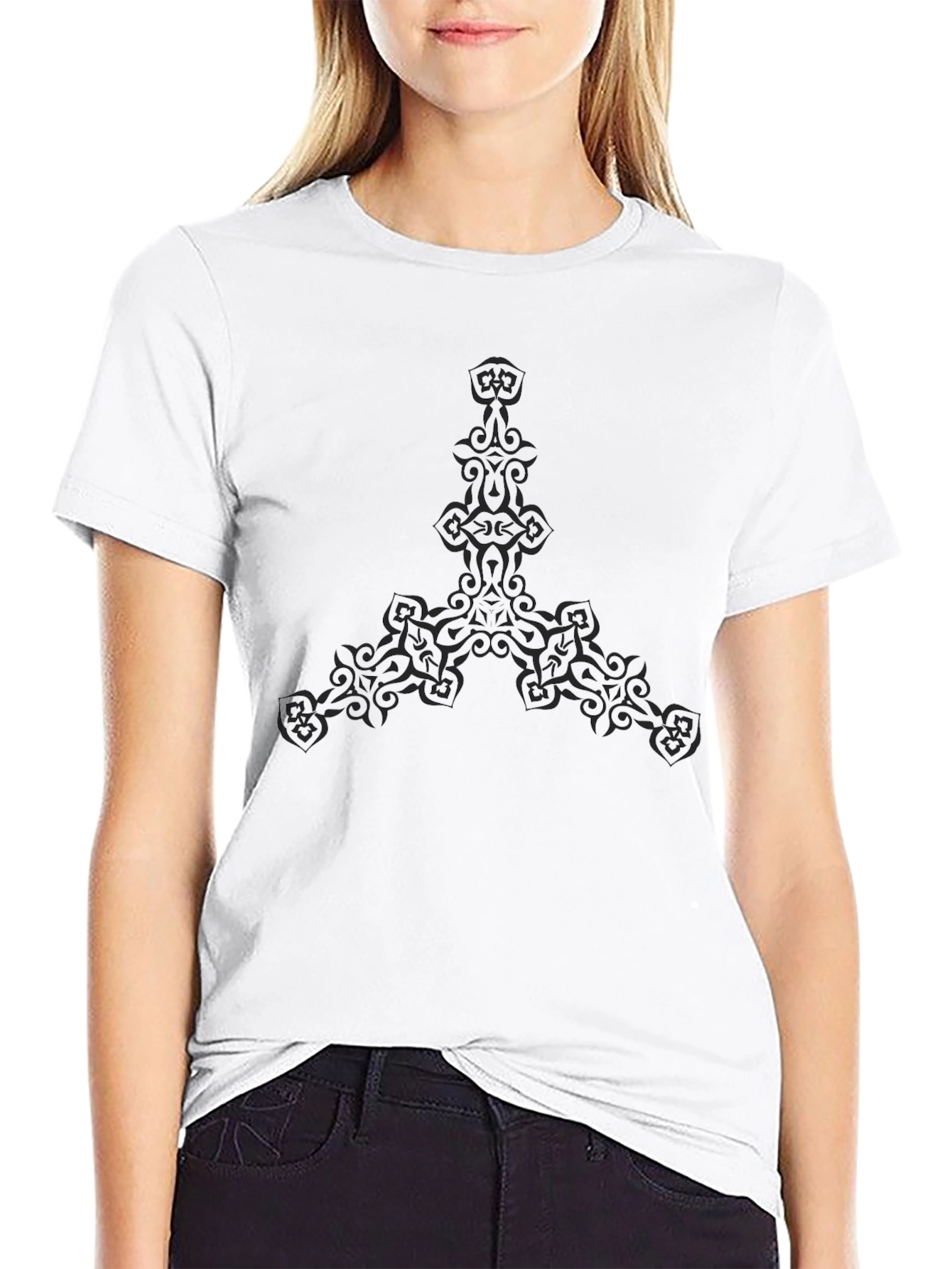 Ornate Triangle Graphic Tee - Black Casual Shirt