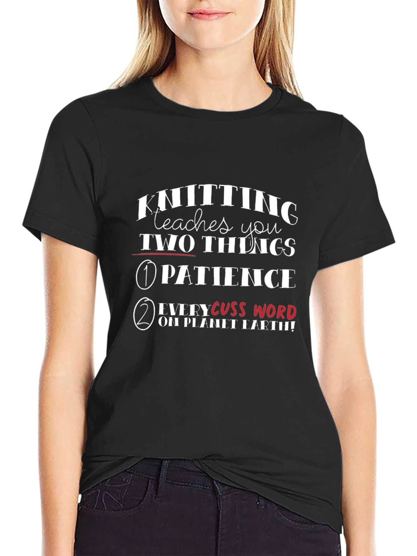 Knitting Teaches You T-Shirt - Funny Knitters Tee