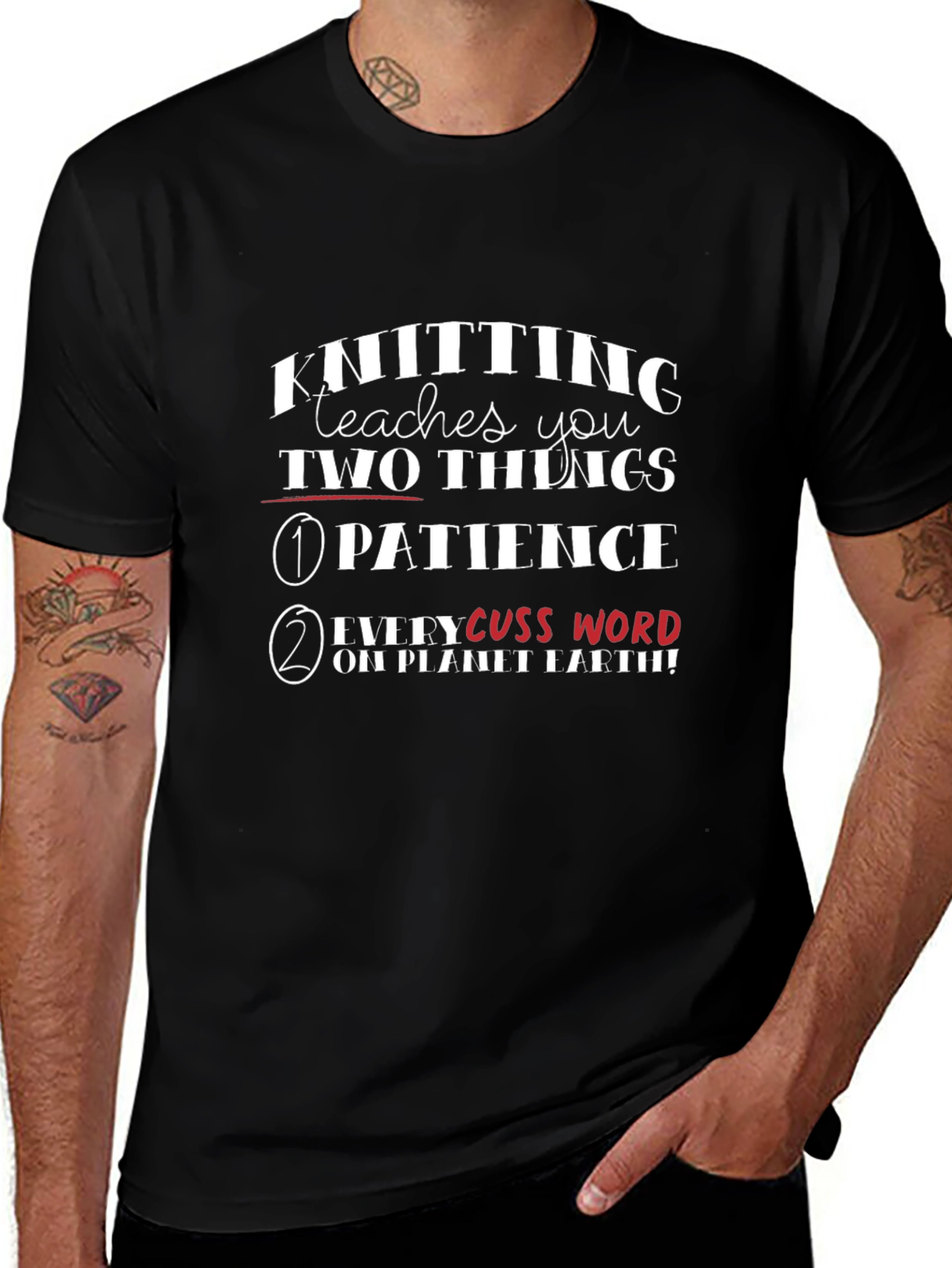 Knitting Teaches You T-Shirt - Funny Knitters Tee