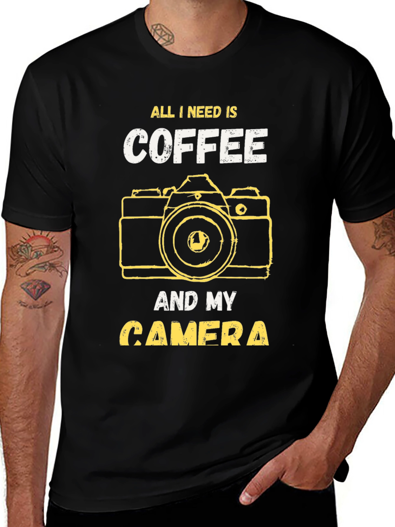 Coffee and Camera Graphic T-Shirt - Photography Lover Tee