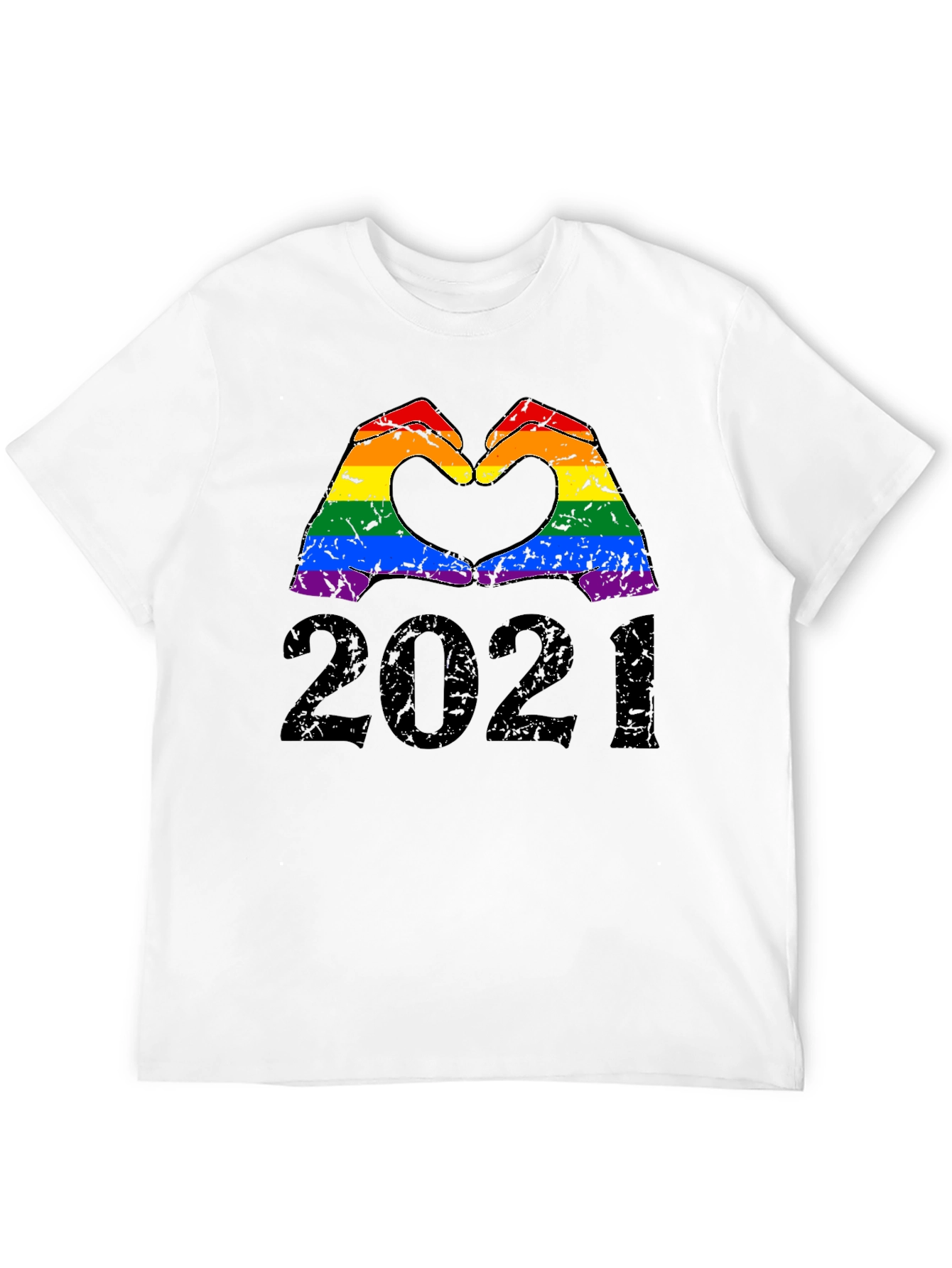LGBT Pride Heart Hands 2021 Black T-Shirt
