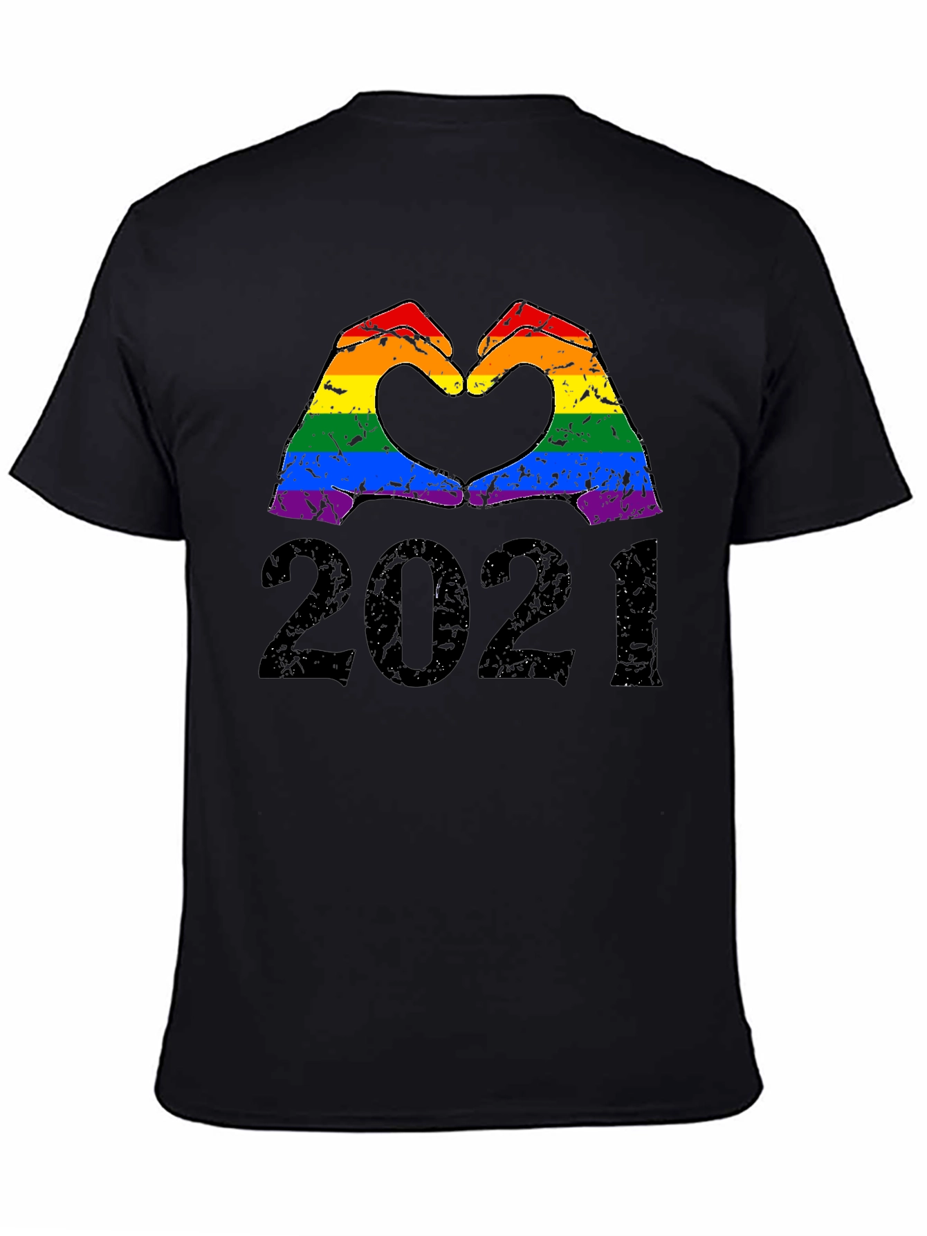 LGBT Pride Heart Hands 2021 Black T-Shirt