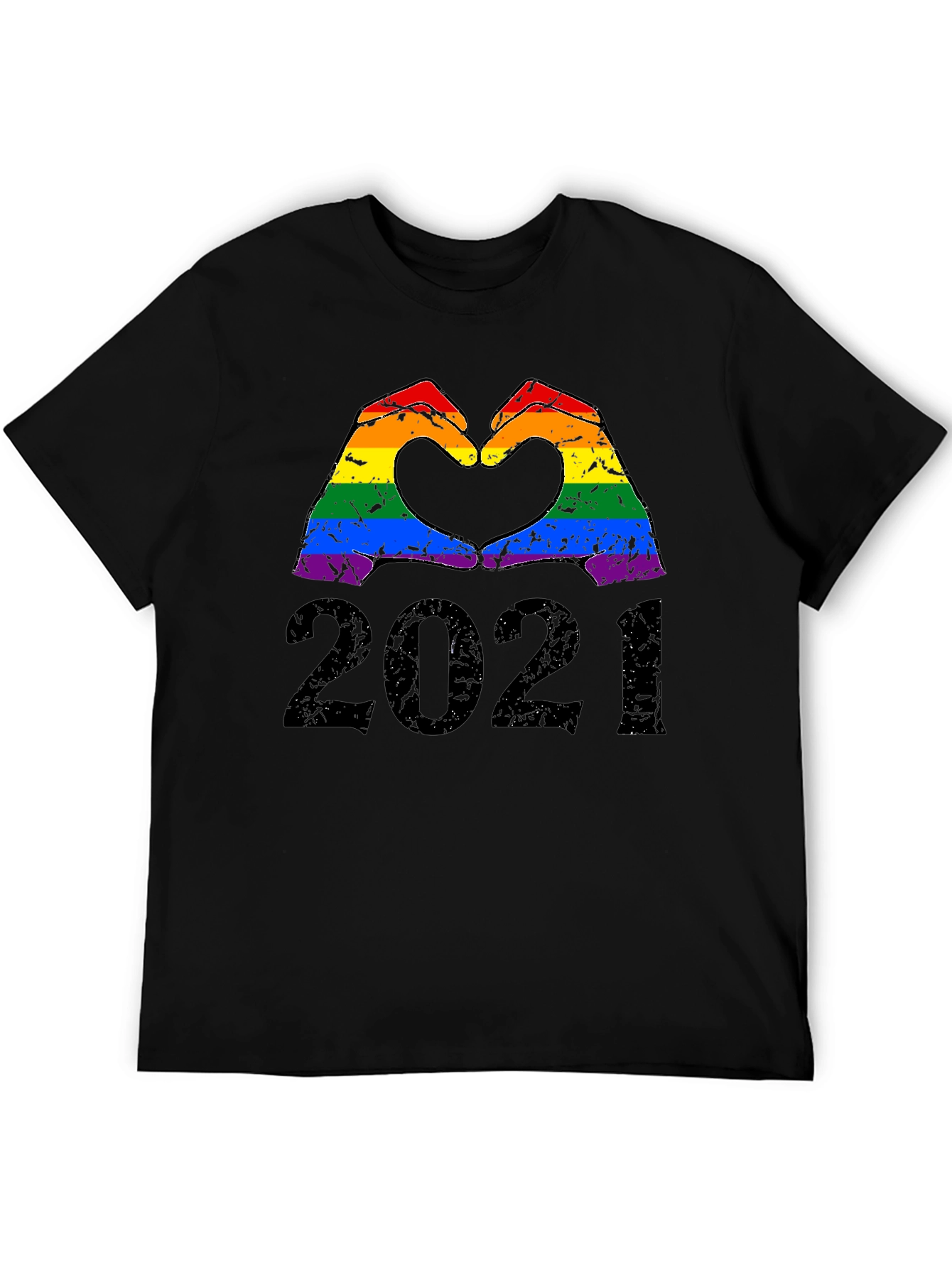LGBT Pride Heart Hands 2021 Black T-Shirt