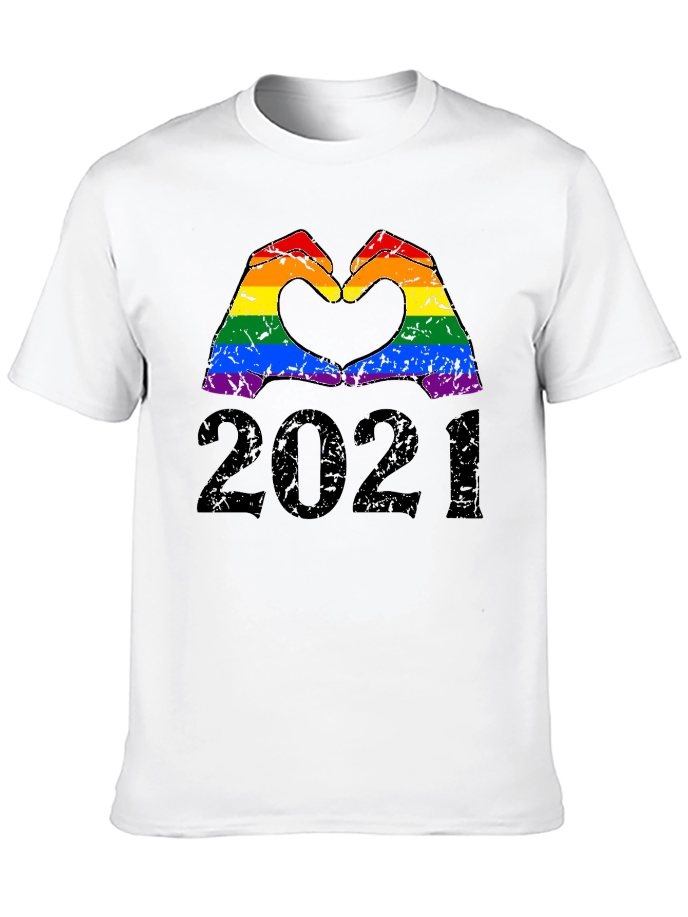 LGBT Pride Heart Hands 2021 Black T-Shirt