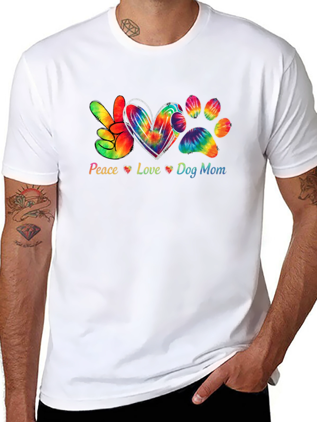 Peace Love Dog Mom Black T-Shirt