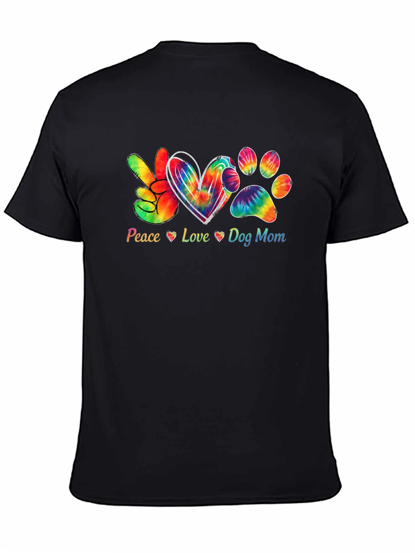 Peace Love Dog Mom Black T-Shirt