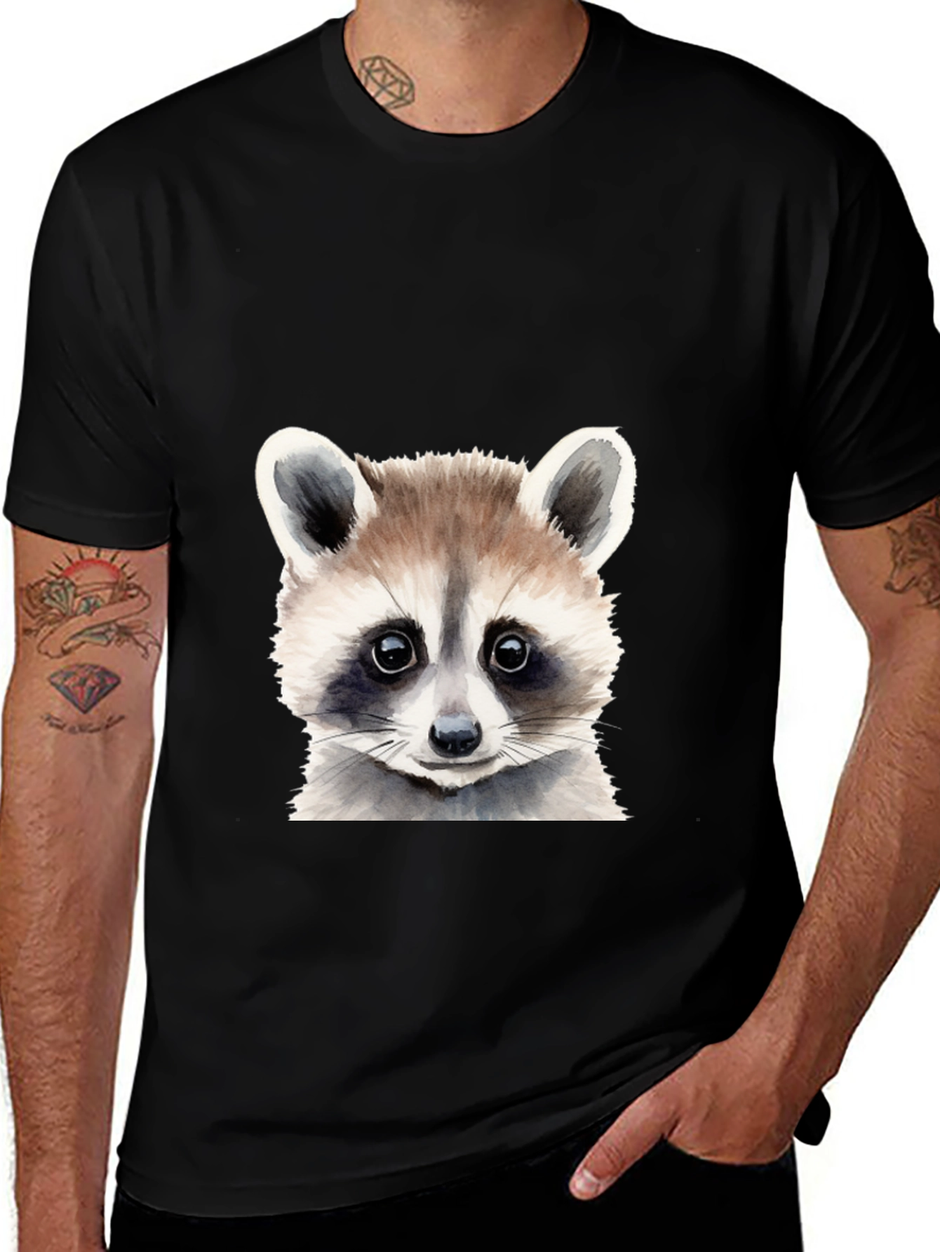 Raccoon Graphic Tee - Soft Cotton Black T-Shirt