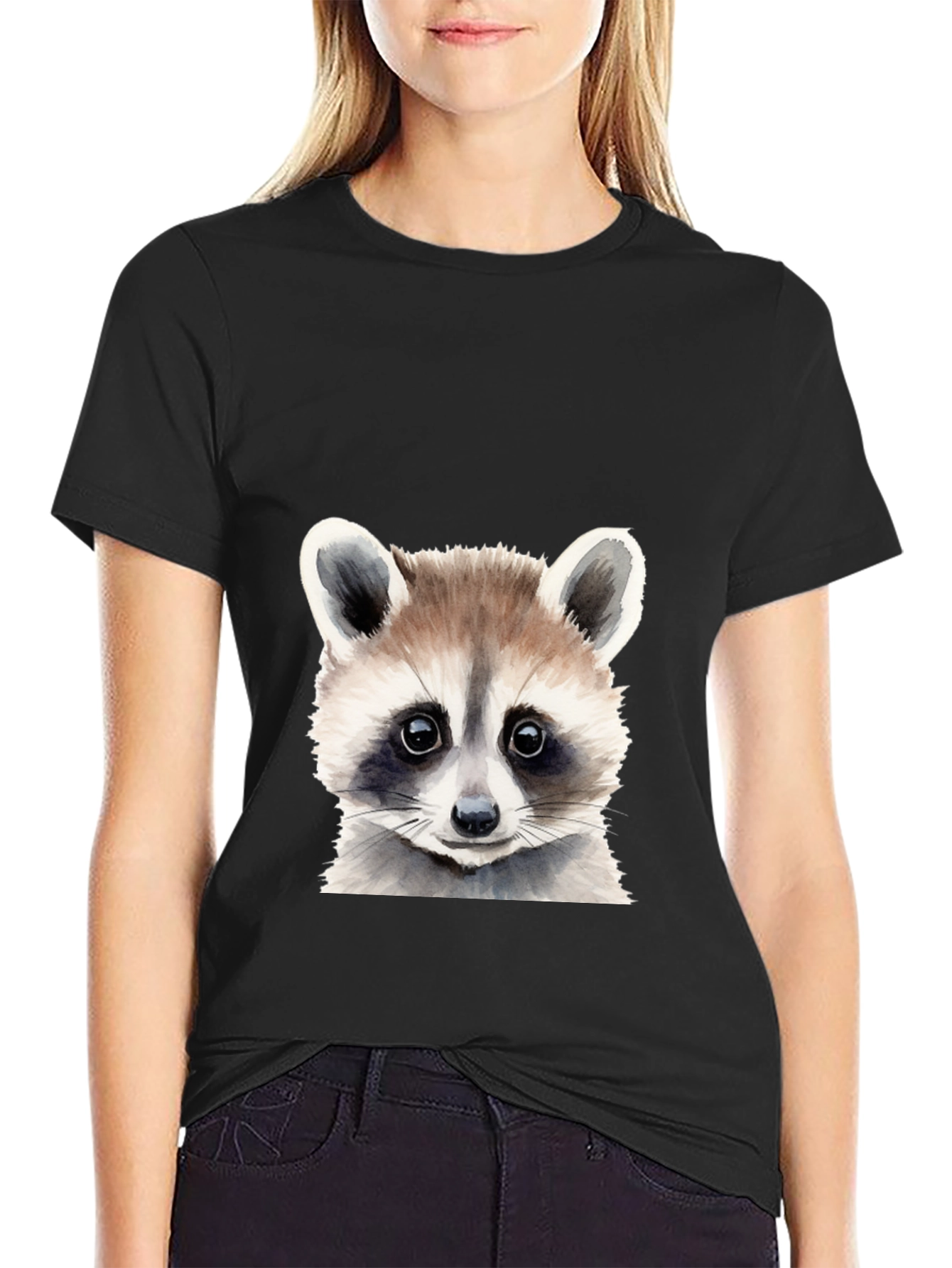 Raccoon Graphic Tee - Soft Cotton Black T-Shirt