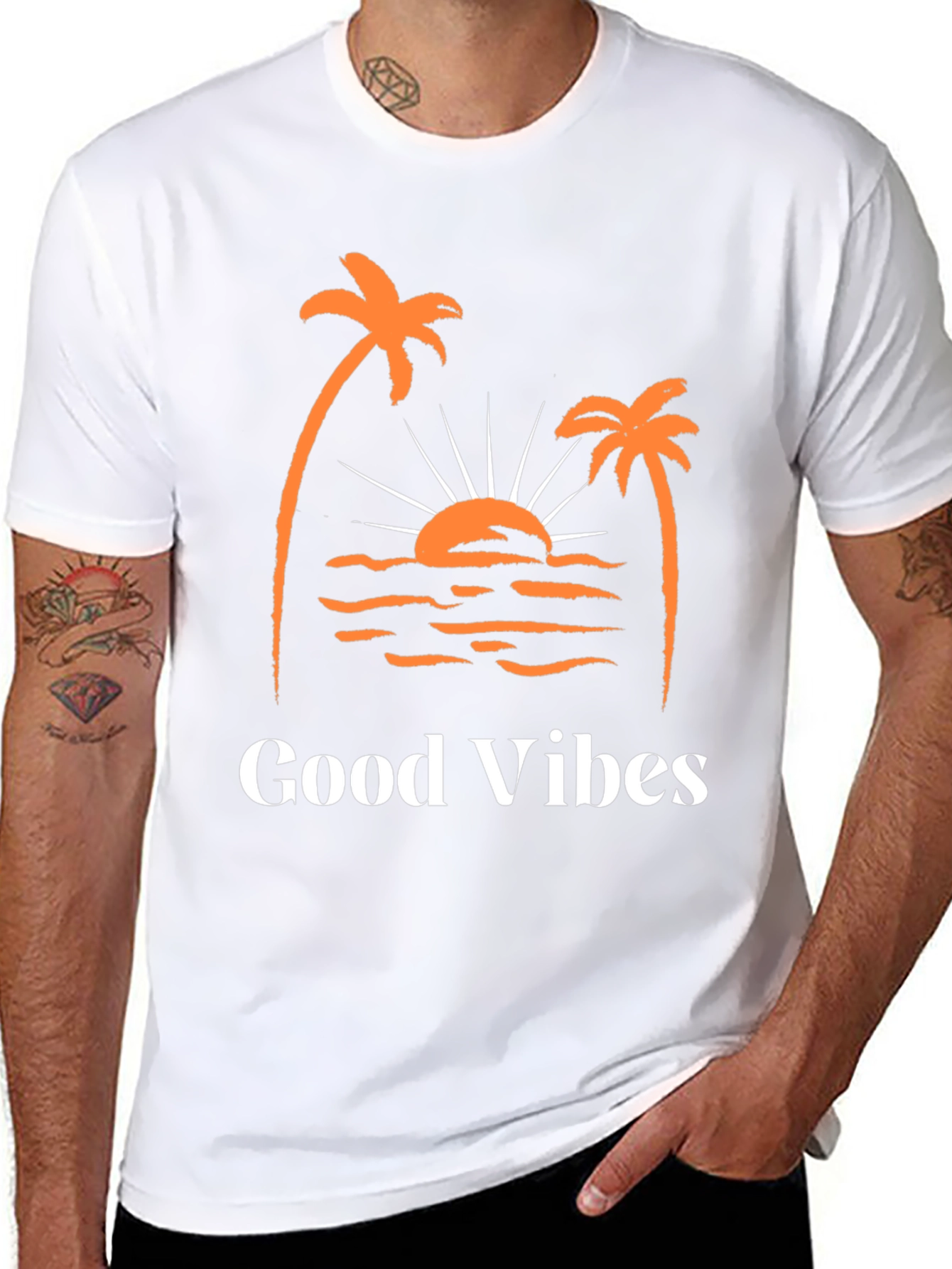 Good Vibes Palm Tree Graphic Tee - Black