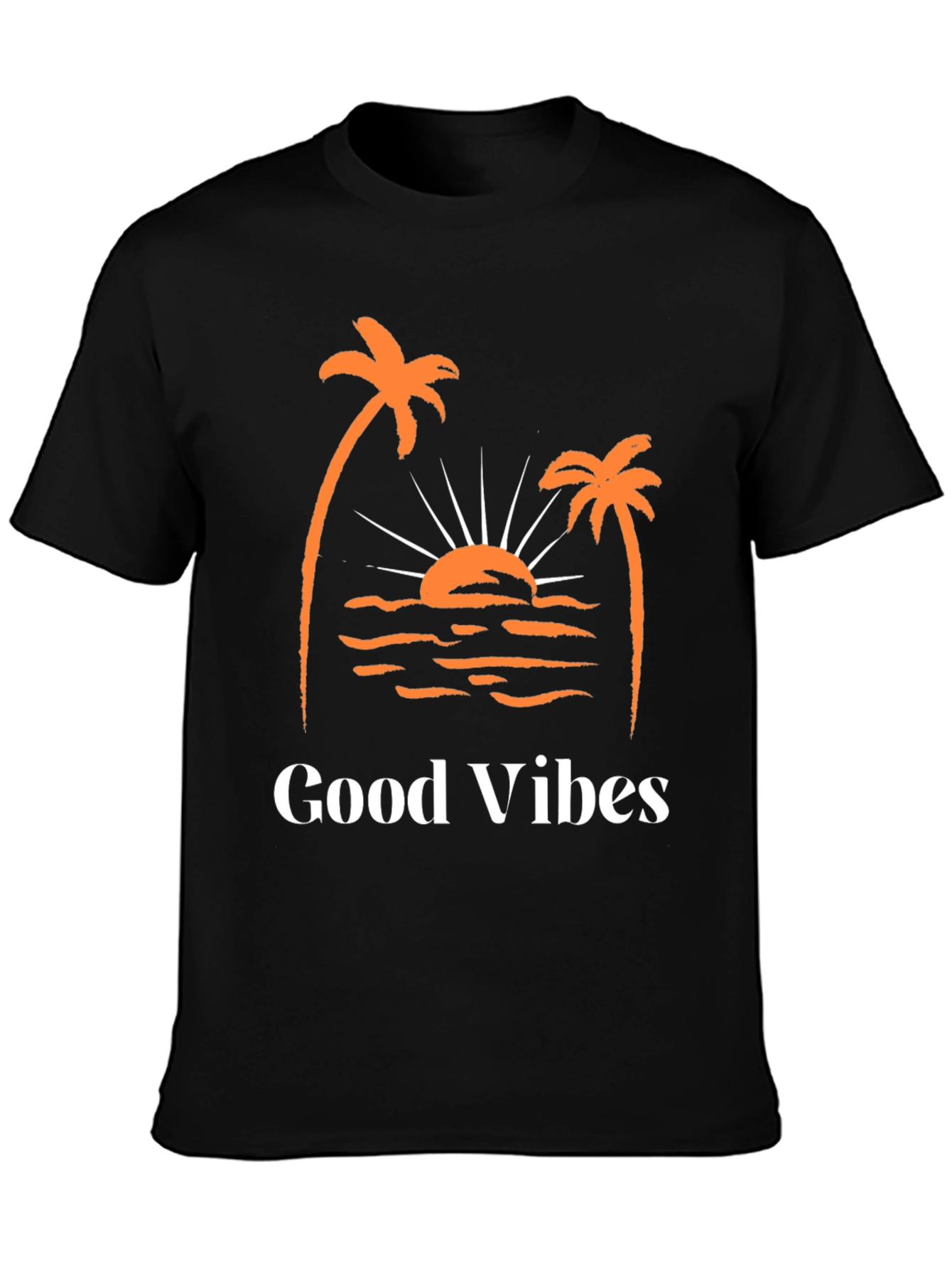 Good Vibes Palm Tree Graphic Tee - Black