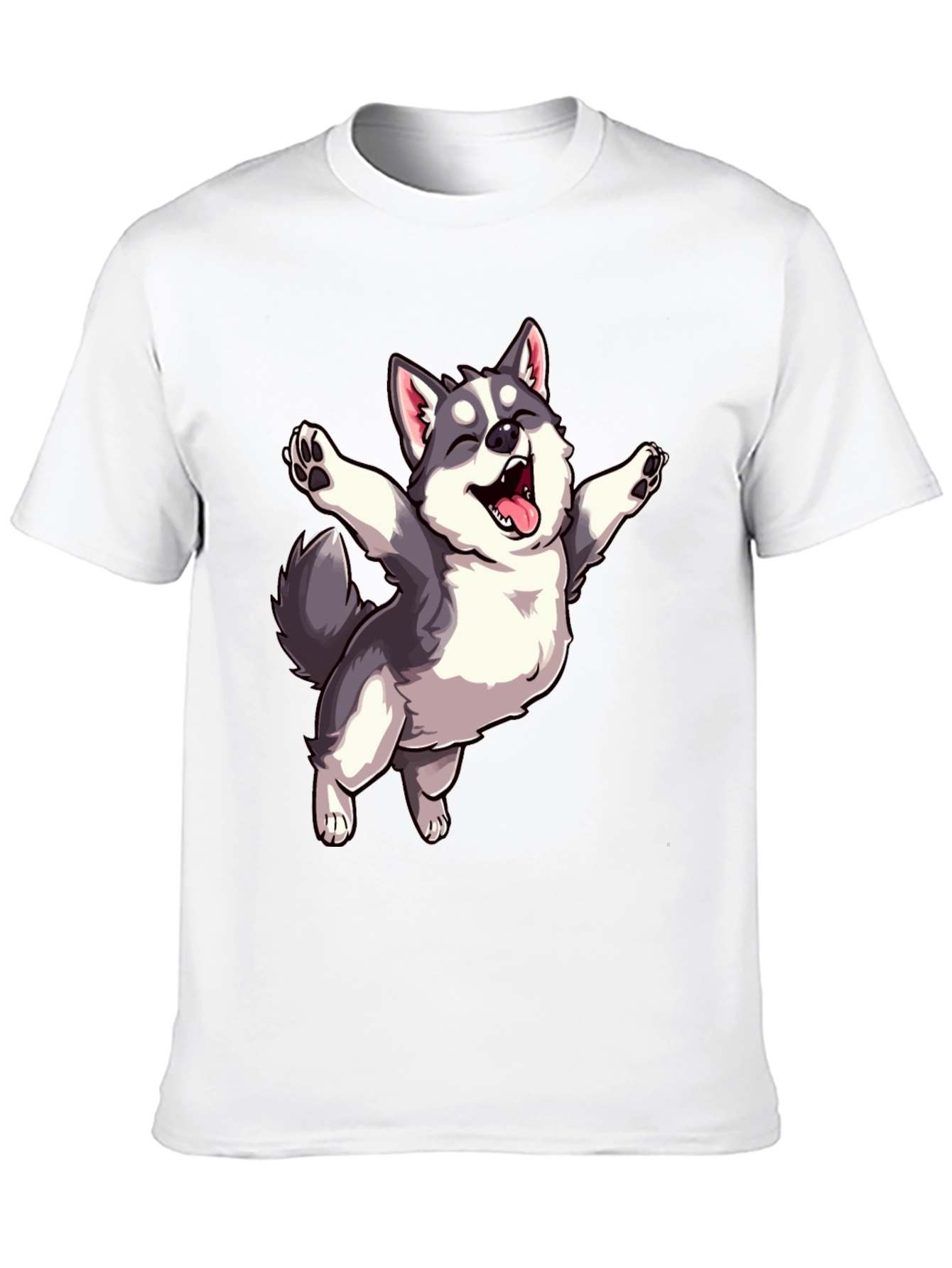 Cute Husky Dog Graphic T-Shirt - Black