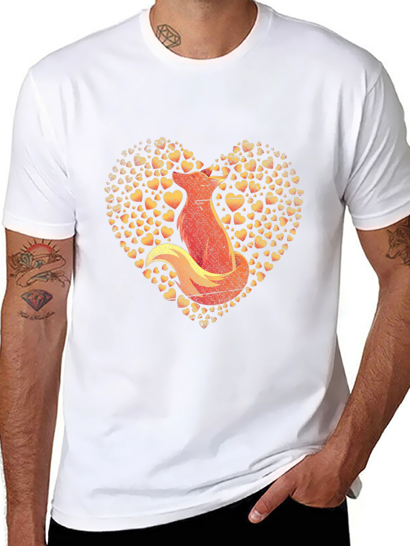 Fox Heart Graphic Print T-Shirt