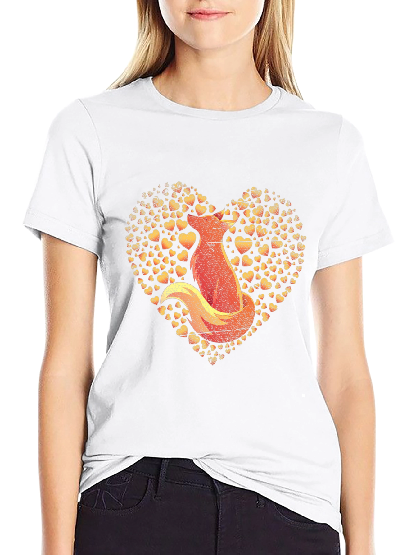 Fox Heart Graphic Print T-Shirt