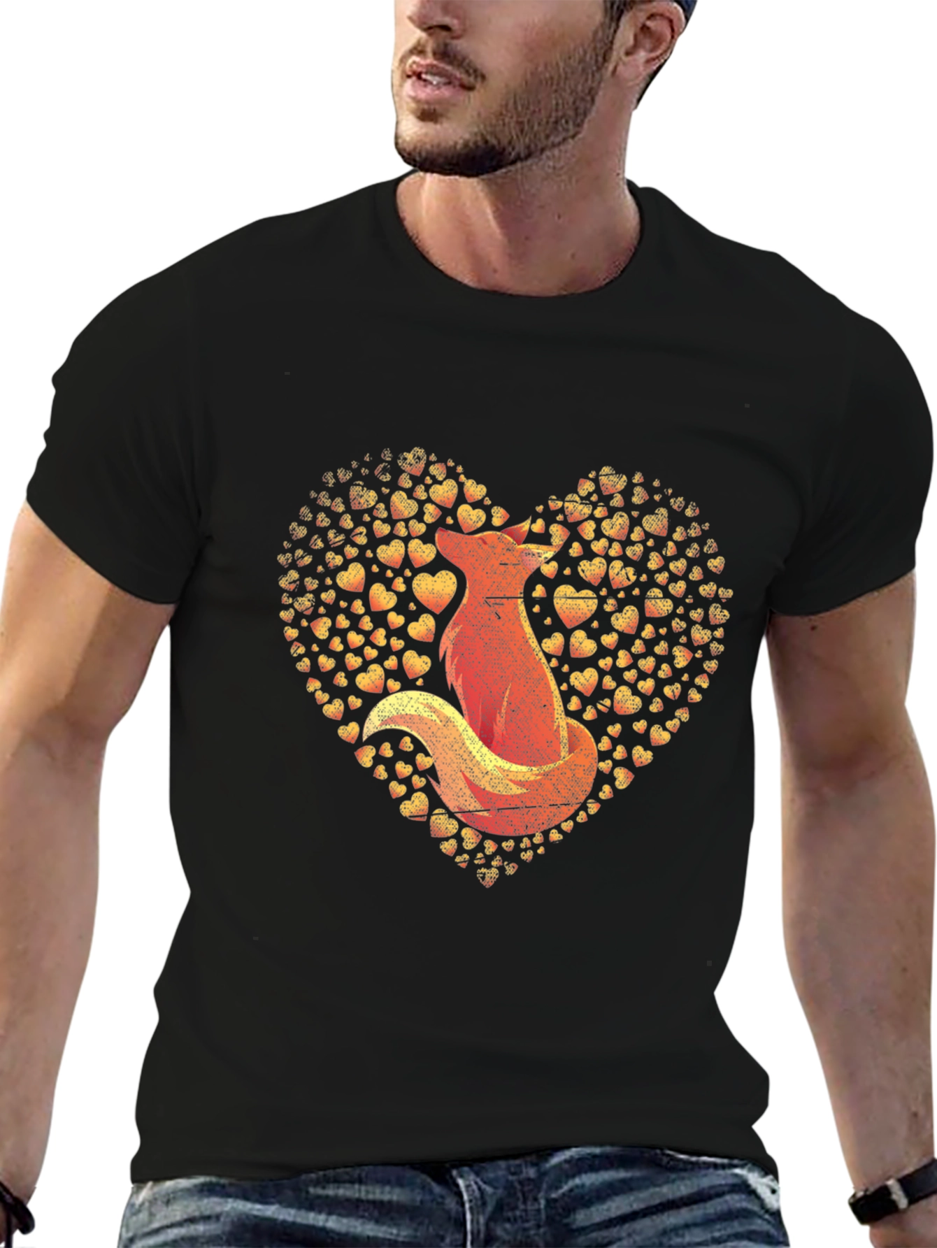 Fox Heart Graphic Print T-Shirt