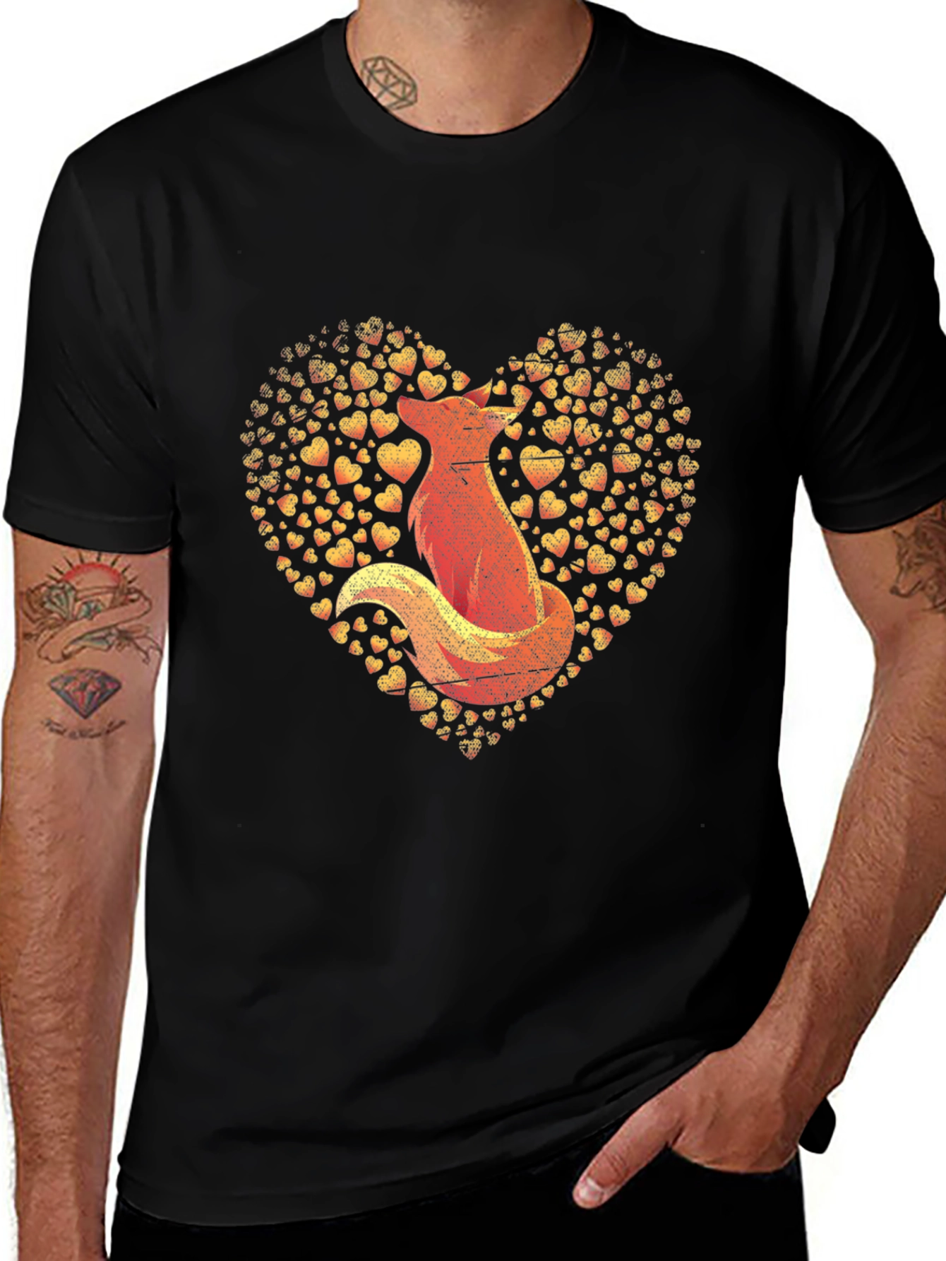 Fox Heart Graphic Print T-Shirt