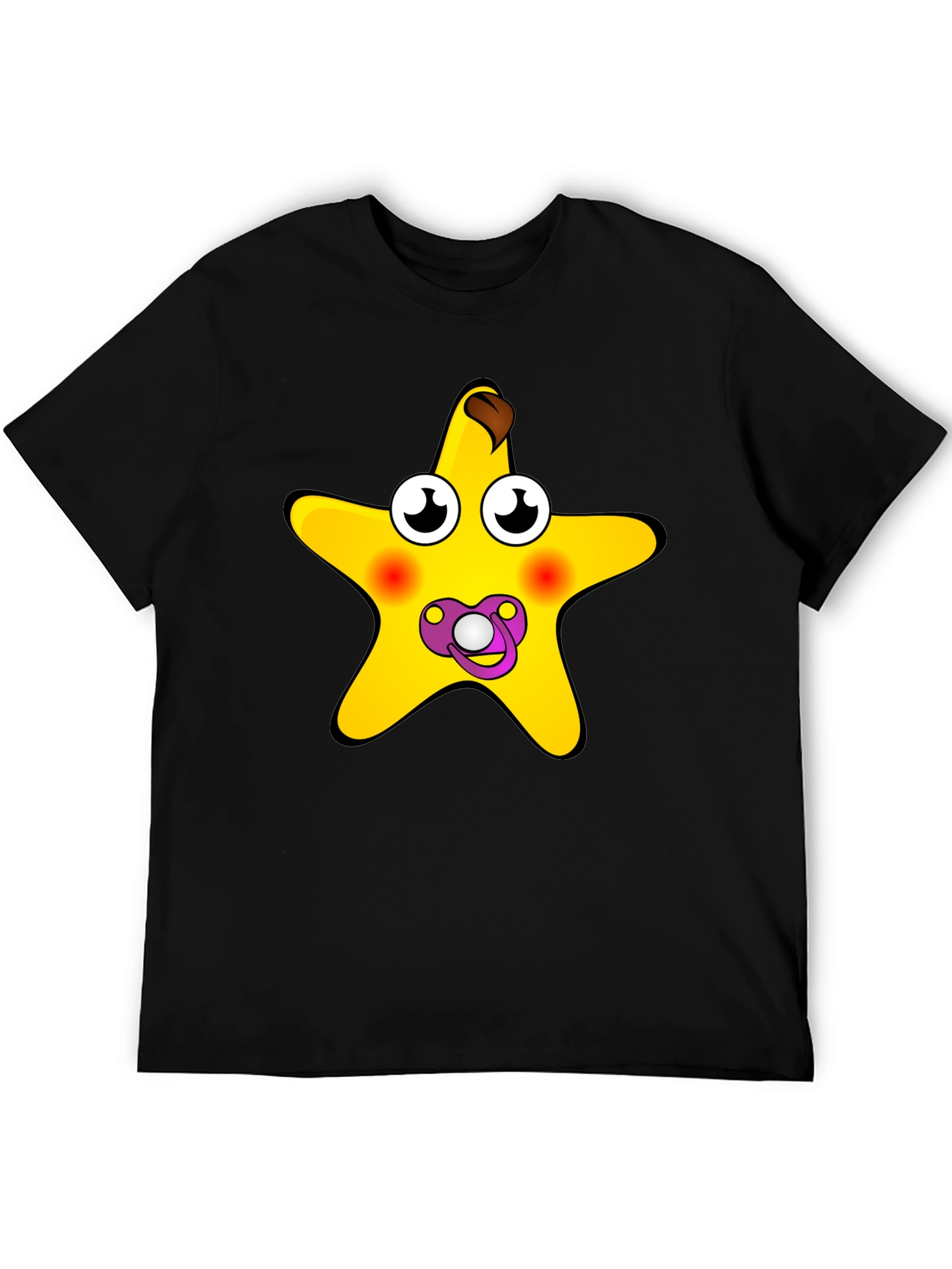 Funny Starfish Pacifier Graphic Tee - Black