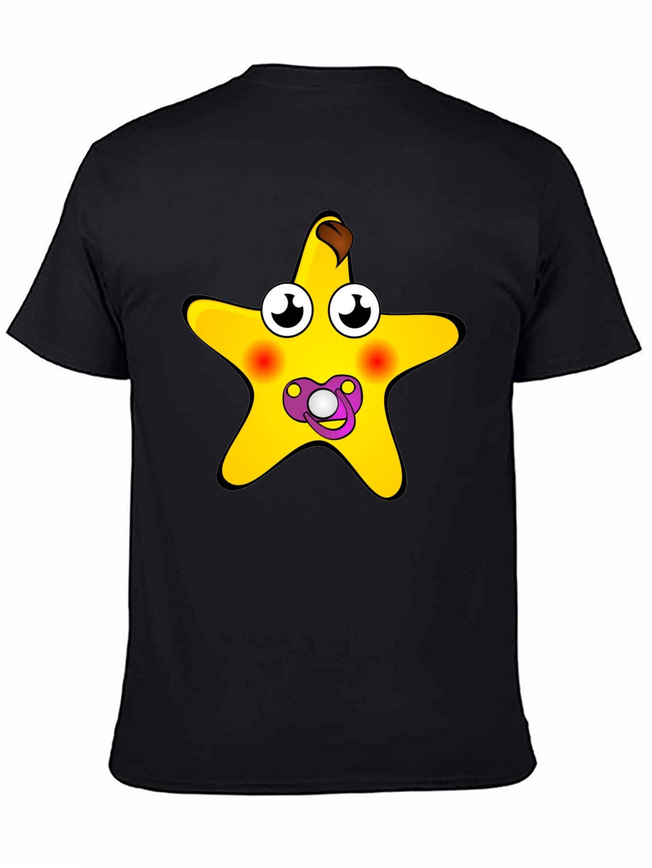 Funny Starfish Pacifier Graphic Tee - Black