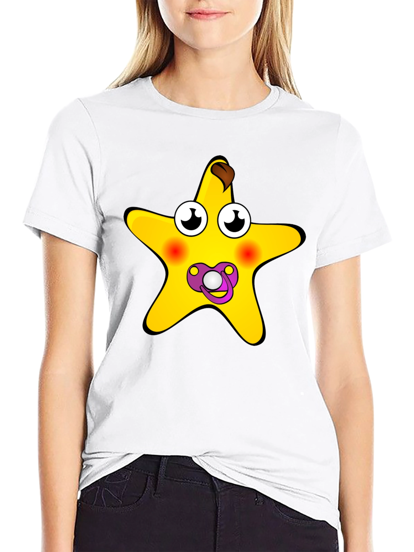 Funny Starfish Pacifier Graphic Tee - Black