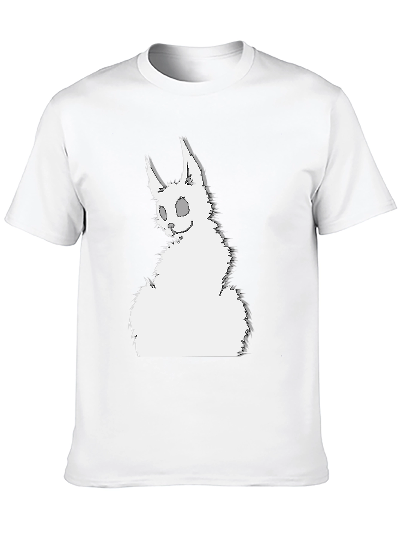 Black T-Shirt with Creepy White Rabbit Graphic