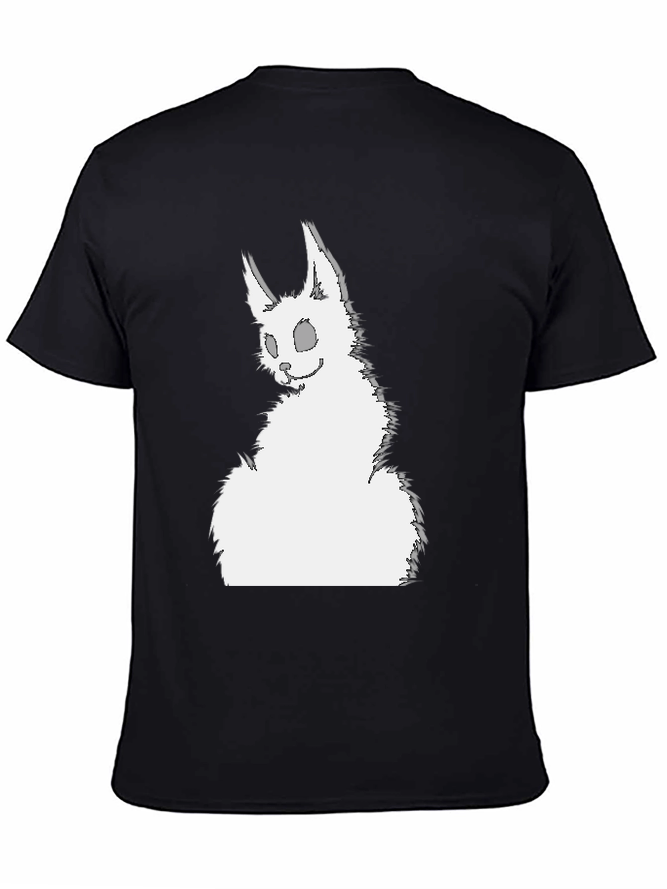 Black T-Shirt with Creepy White Rabbit Graphic