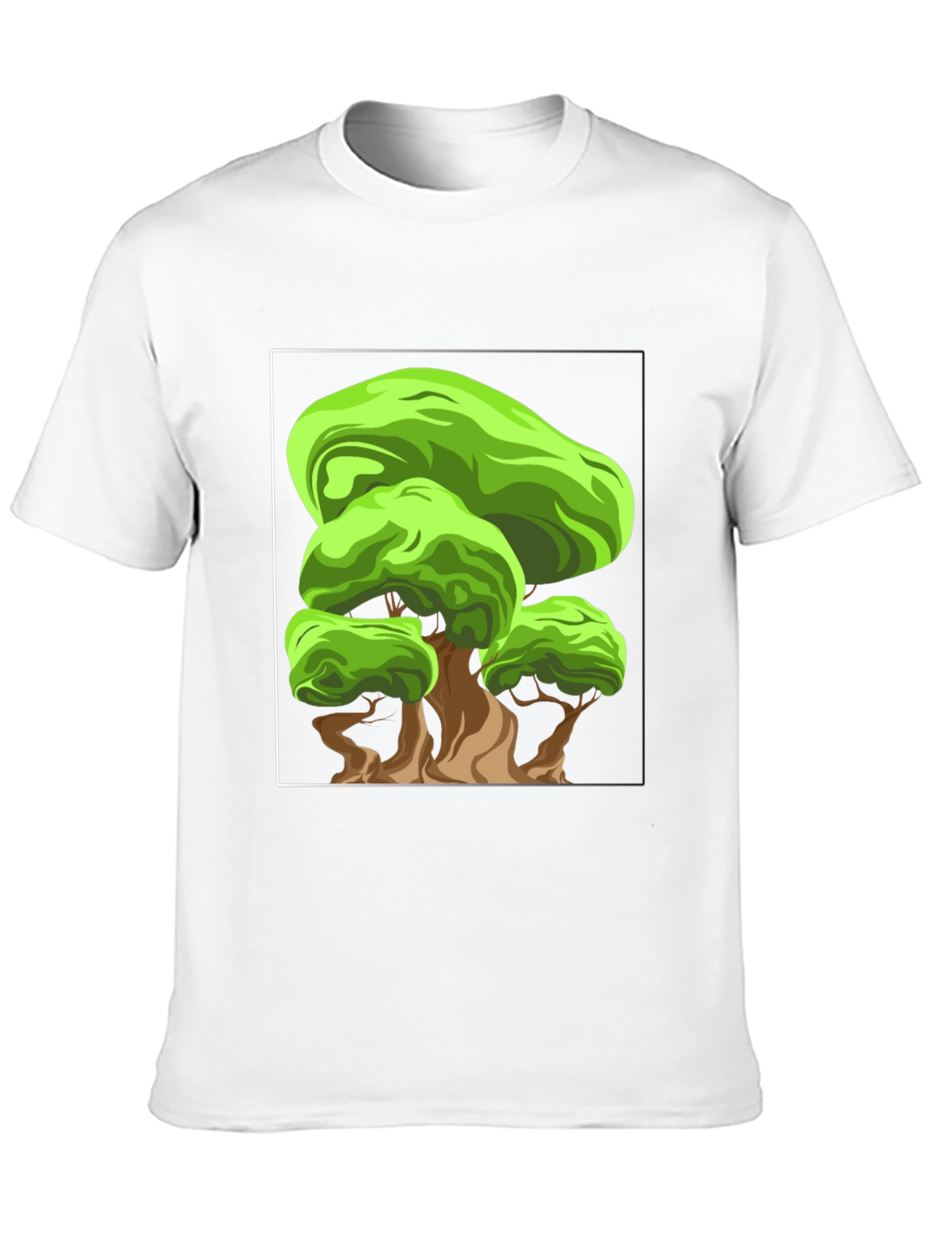Cartoon Tree Graphic Black T-Shirt