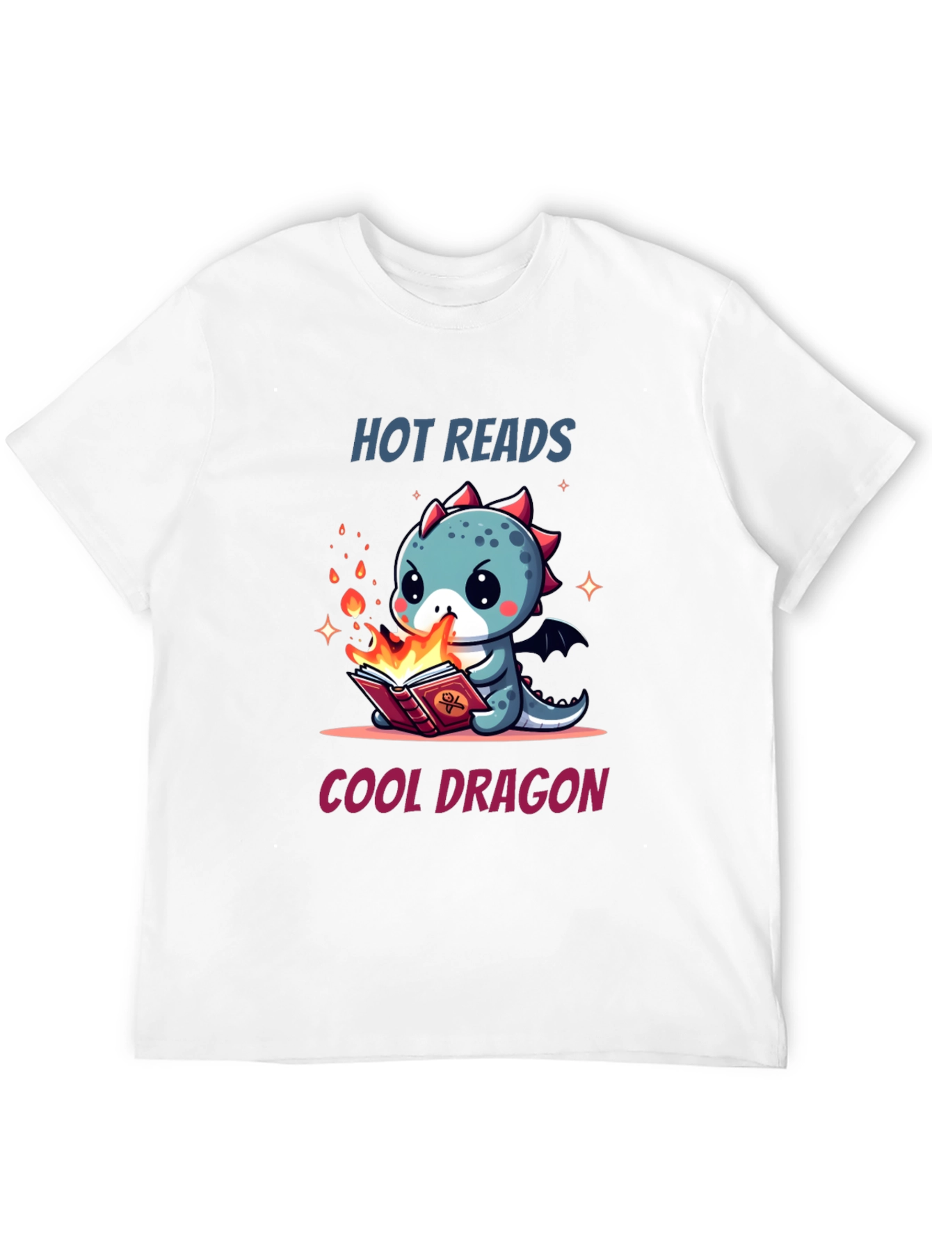 Cute Dragon Reading T-Shirt - Hot Reads Cool Dragon