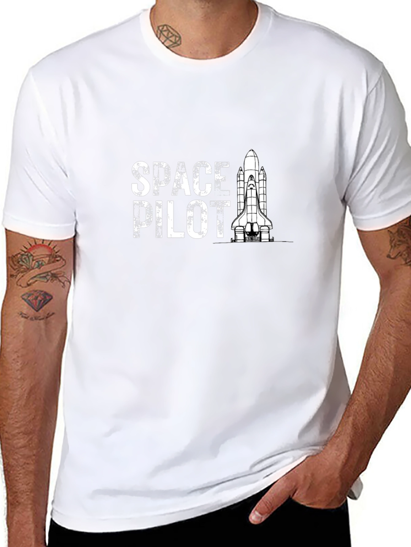 Space Pilot Graphic Tee - Black Cotton T-Shirt
