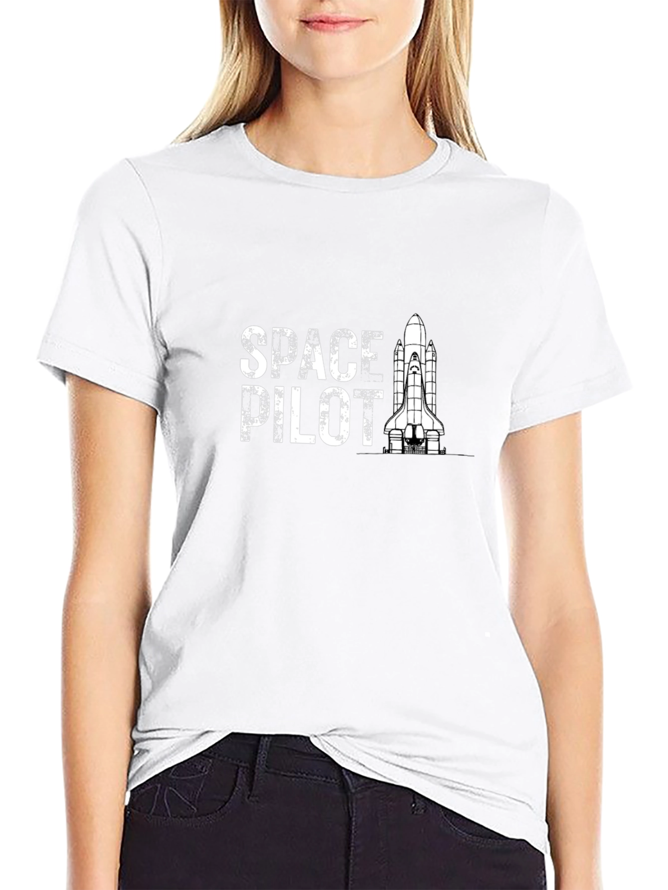 Space Pilot Graphic Tee - Black Cotton T-Shirt