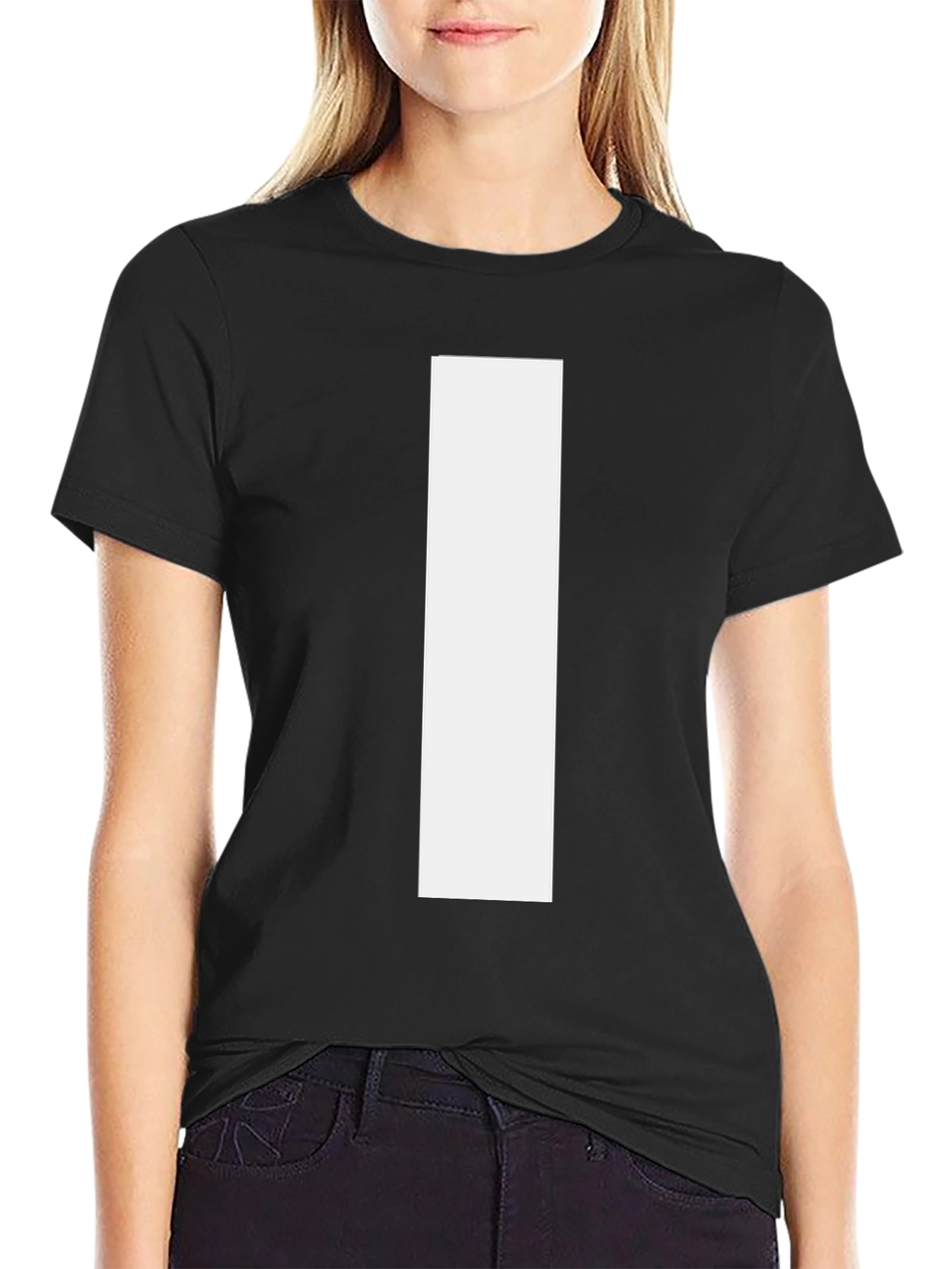 Bold White Stripe Black T-Shirt - Modern Style