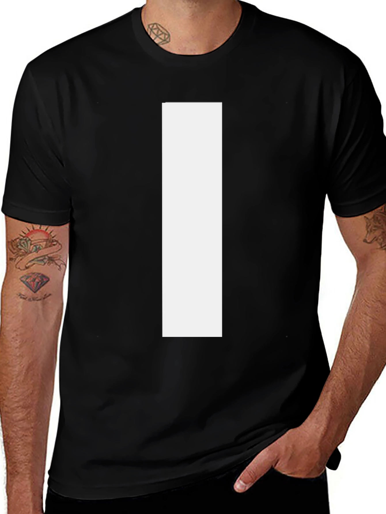 Bold White Stripe Black T-Shirt - Modern Style