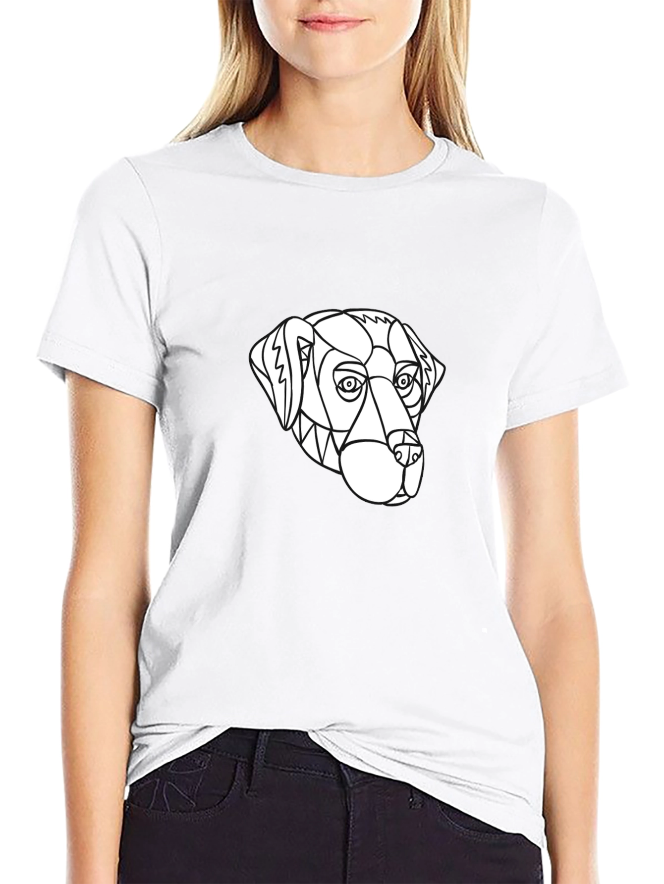 Geometric Dog Graphic Tee - Black