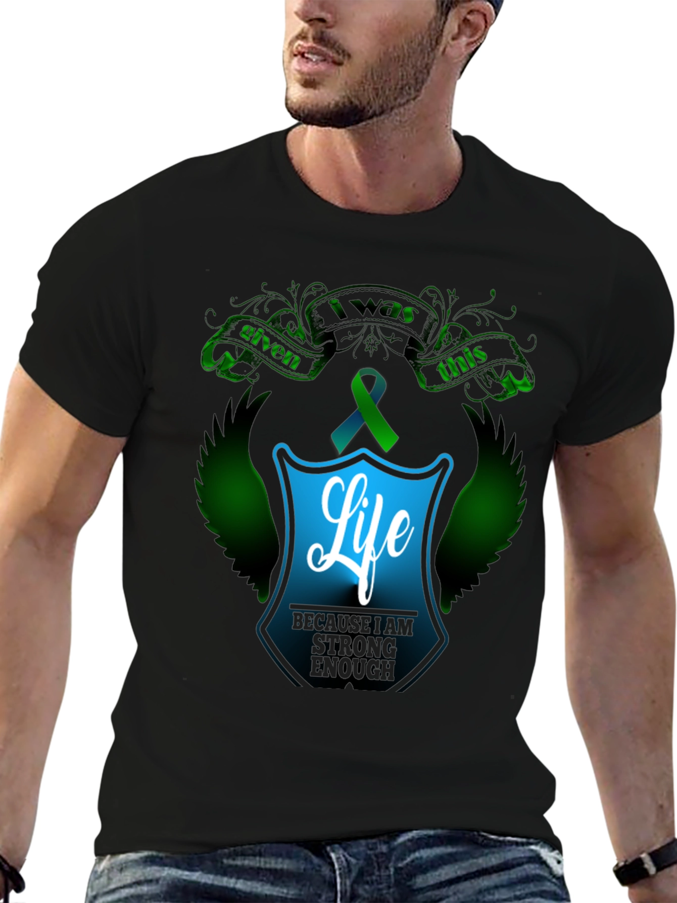Strong Enough T-Shirt - Teal Ribbon