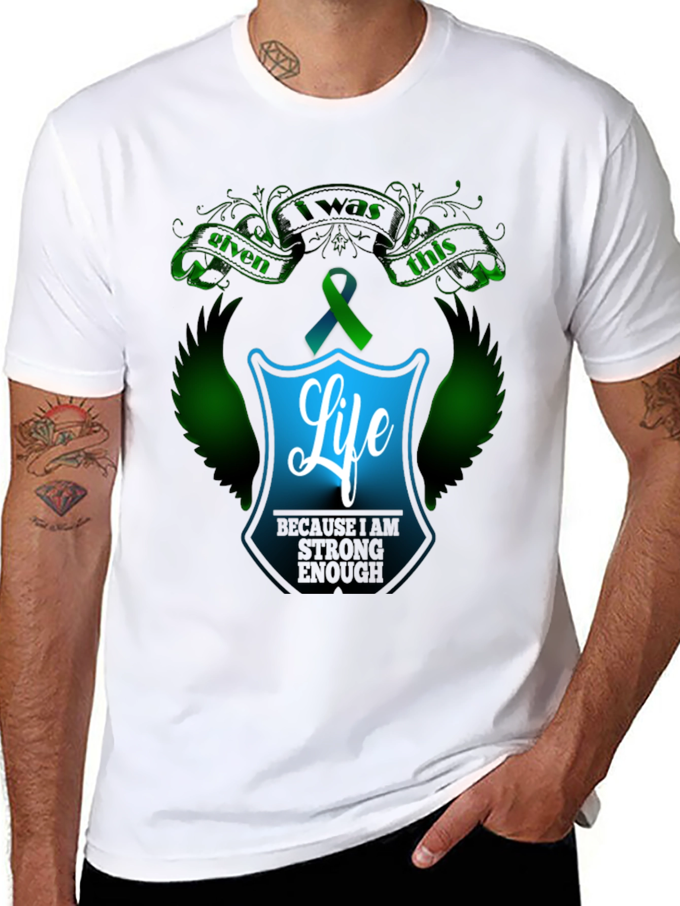 Strong Enough T-Shirt - Teal Ribbon