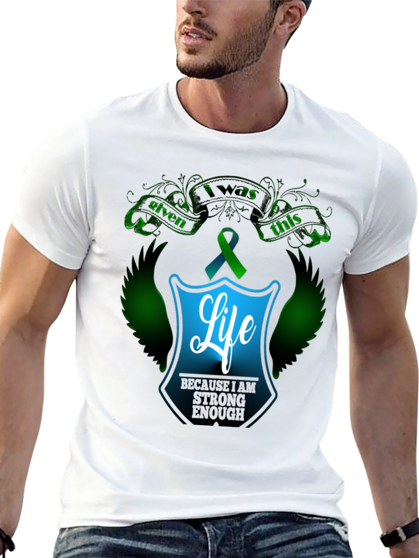 Strong Enough T-Shirt - Teal Ribbon