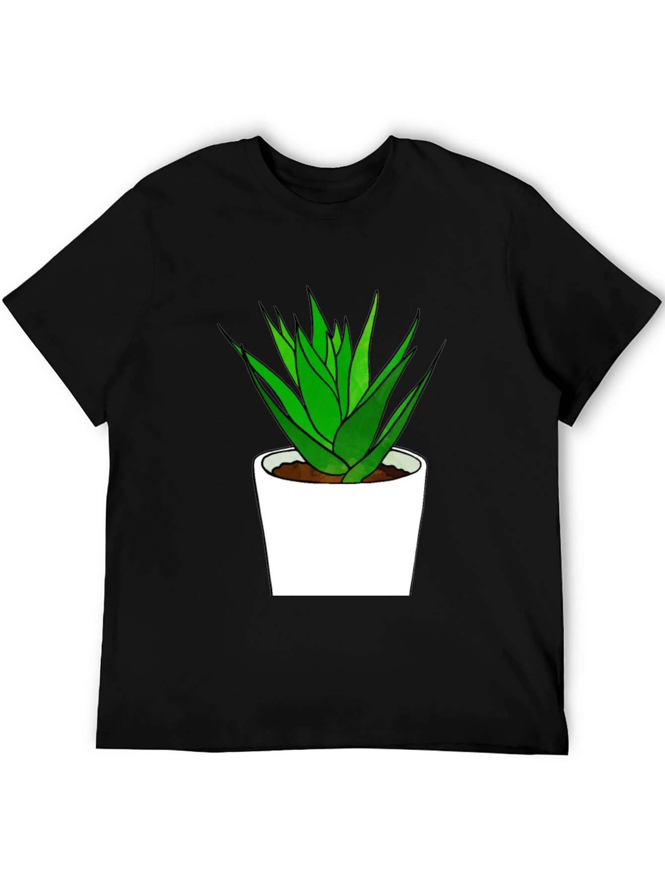 Aloe Plant Graphic Tee - Black Cotton T-Shirt
