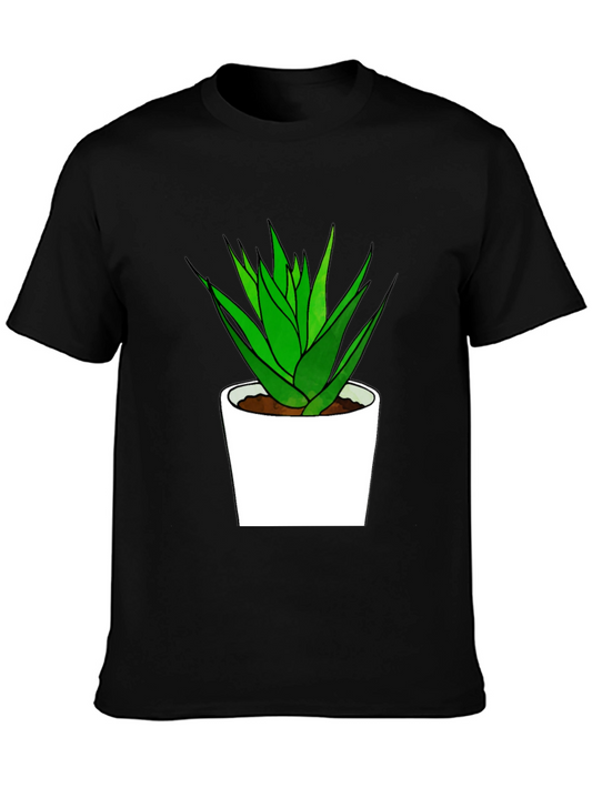 Aloe Plant Graphic Tee - Black Cotton T-Shirt