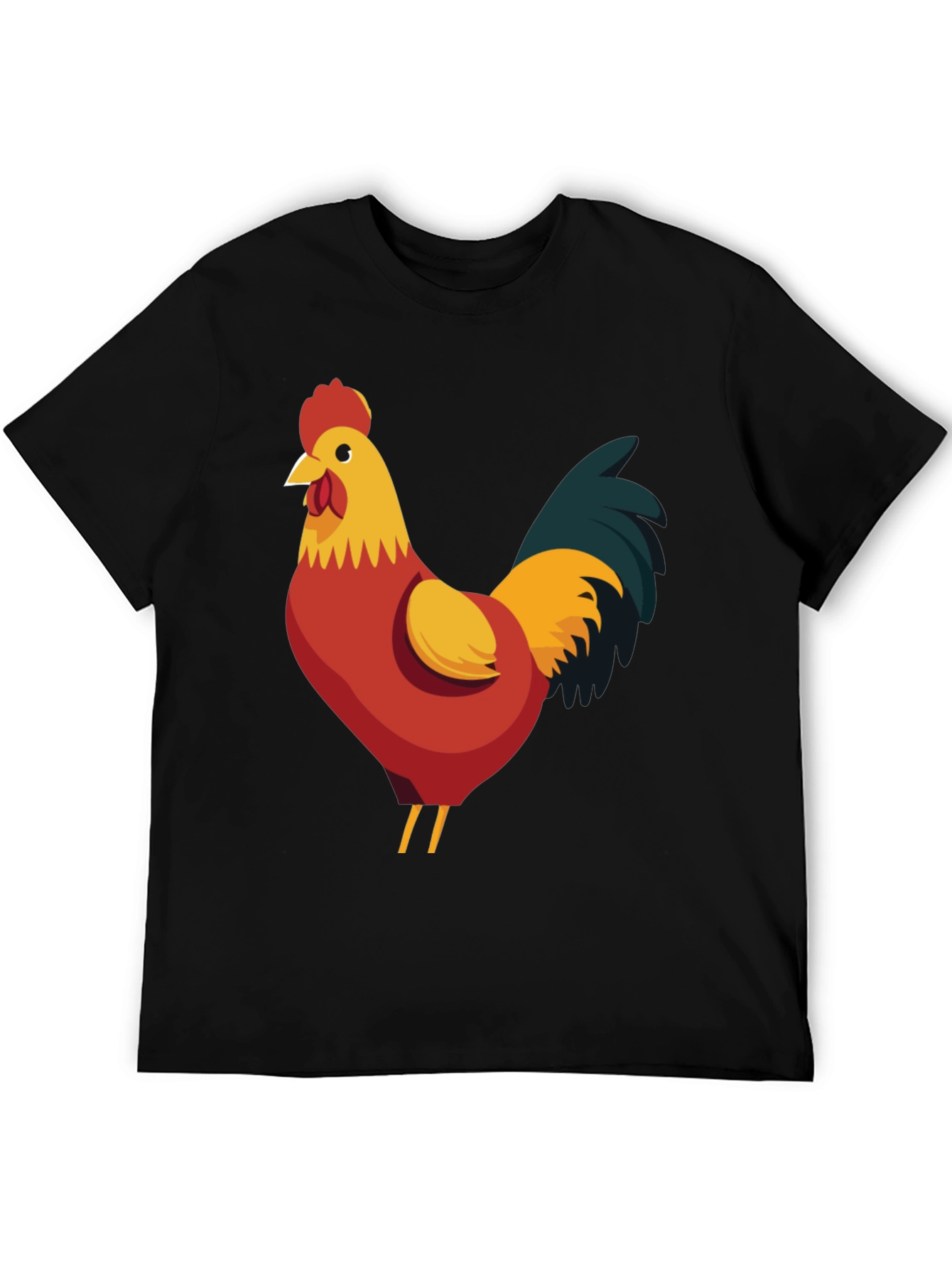 Rooster Graphic Tee - Black Cotton T-Shirt