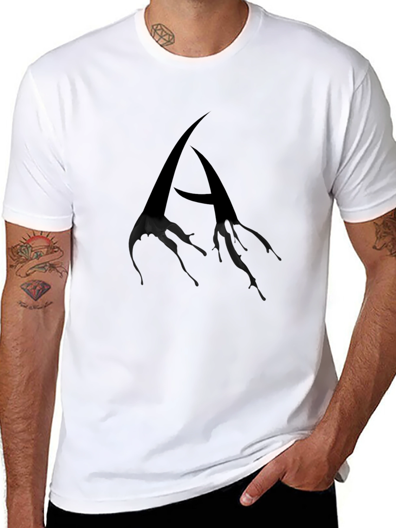 Black T-Shirt with Abstract A Design