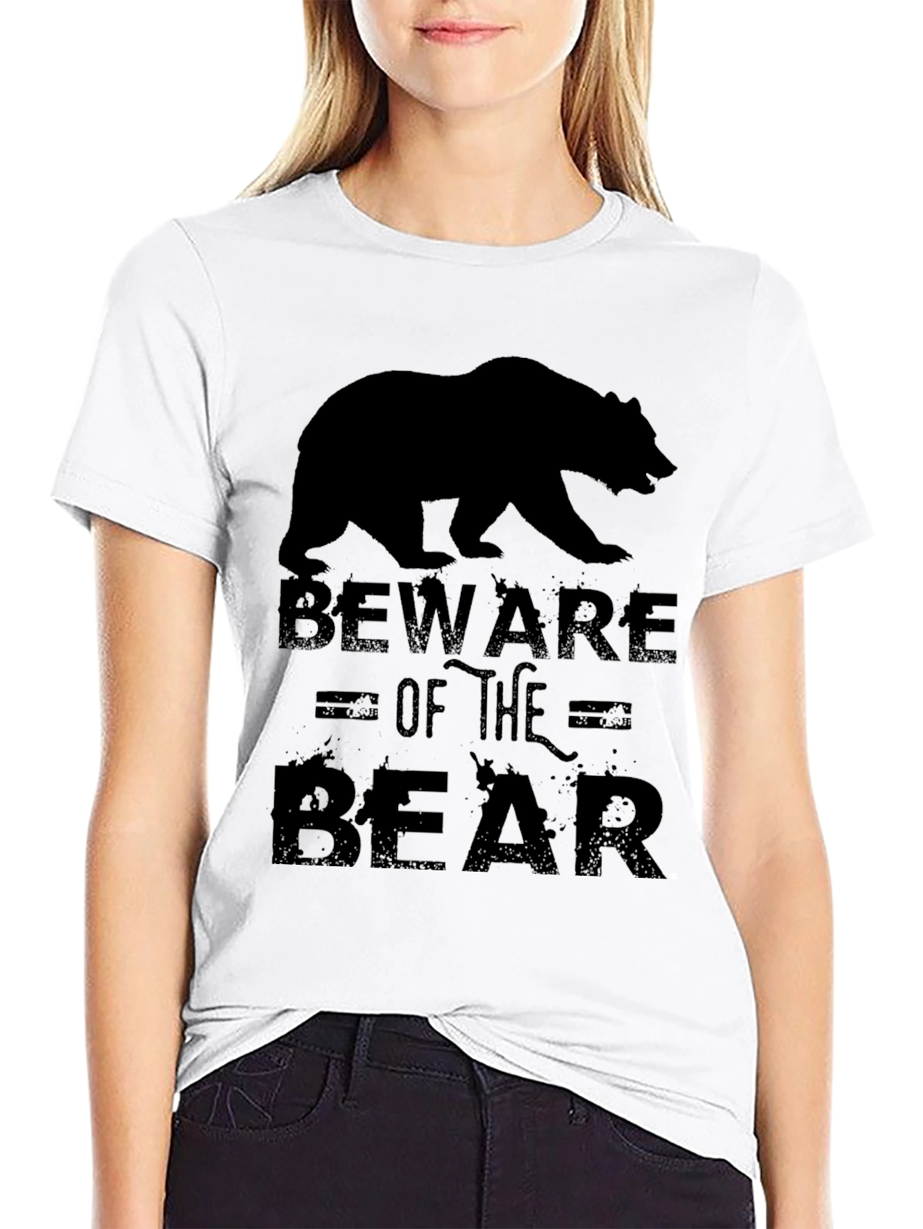 Beware of the Bear Graphic Print Mens T-Shirt