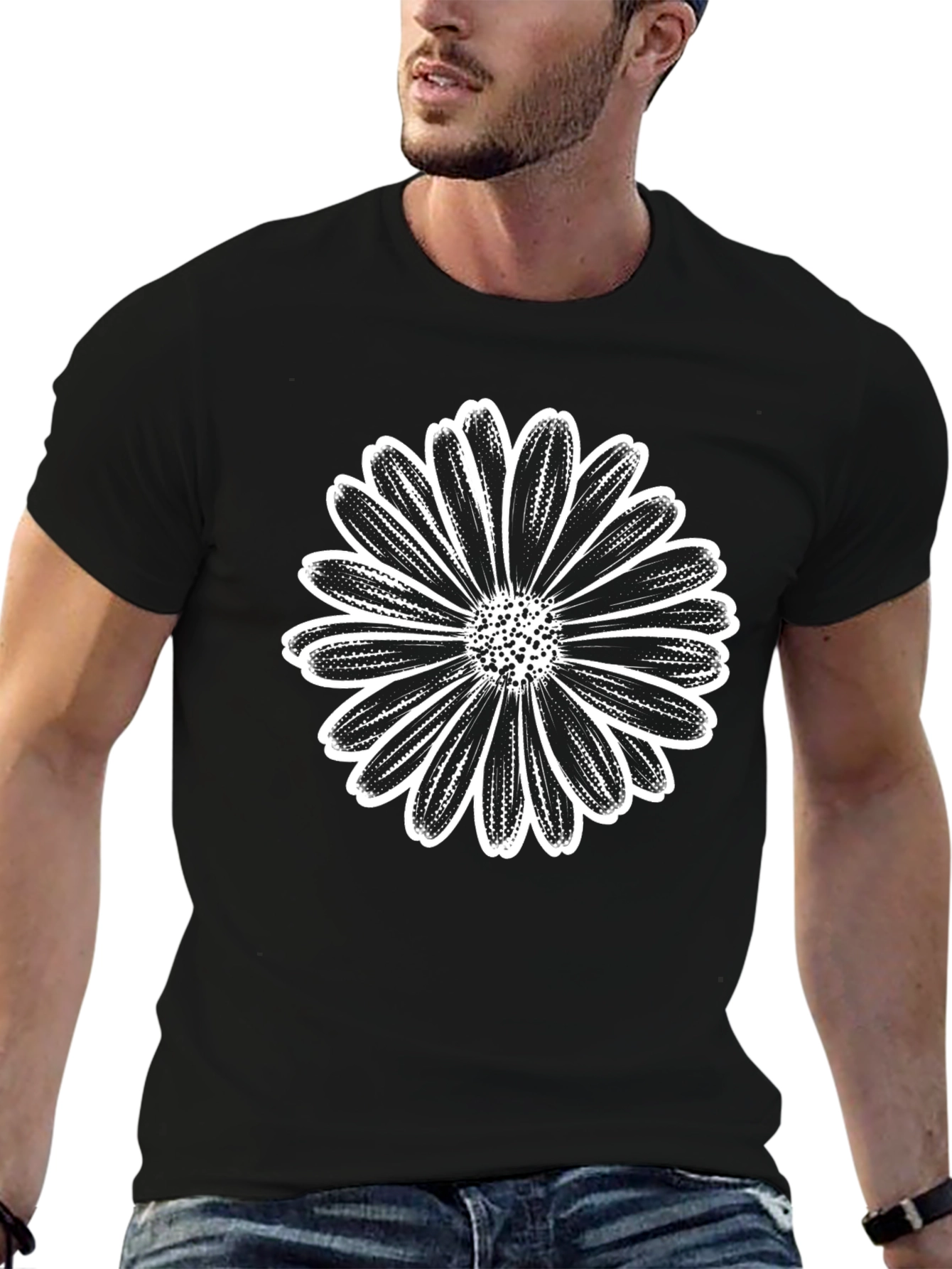Daisy Graphic Tee - Black Casual T-Shirt