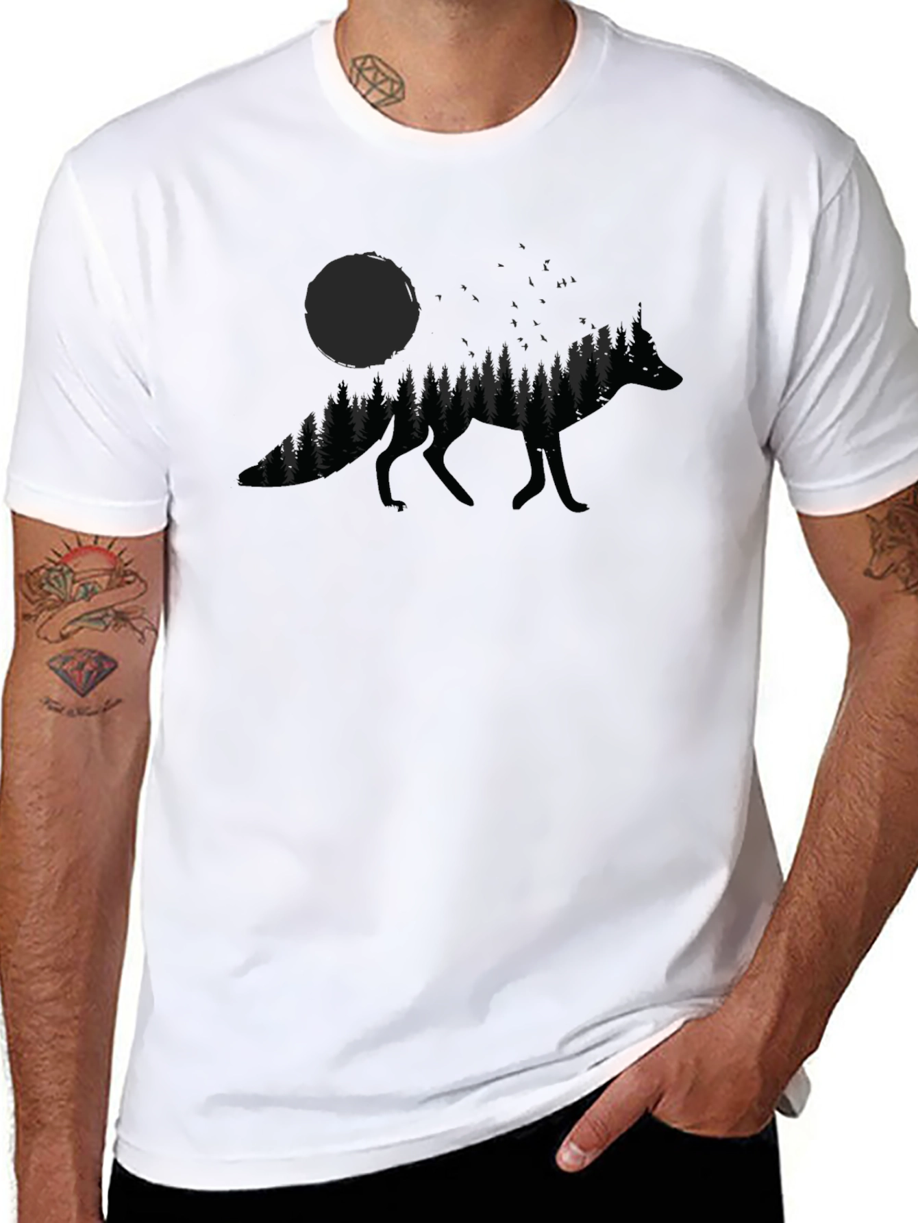 Nature Fox Graphic Tee - Mens Black T-Shirt